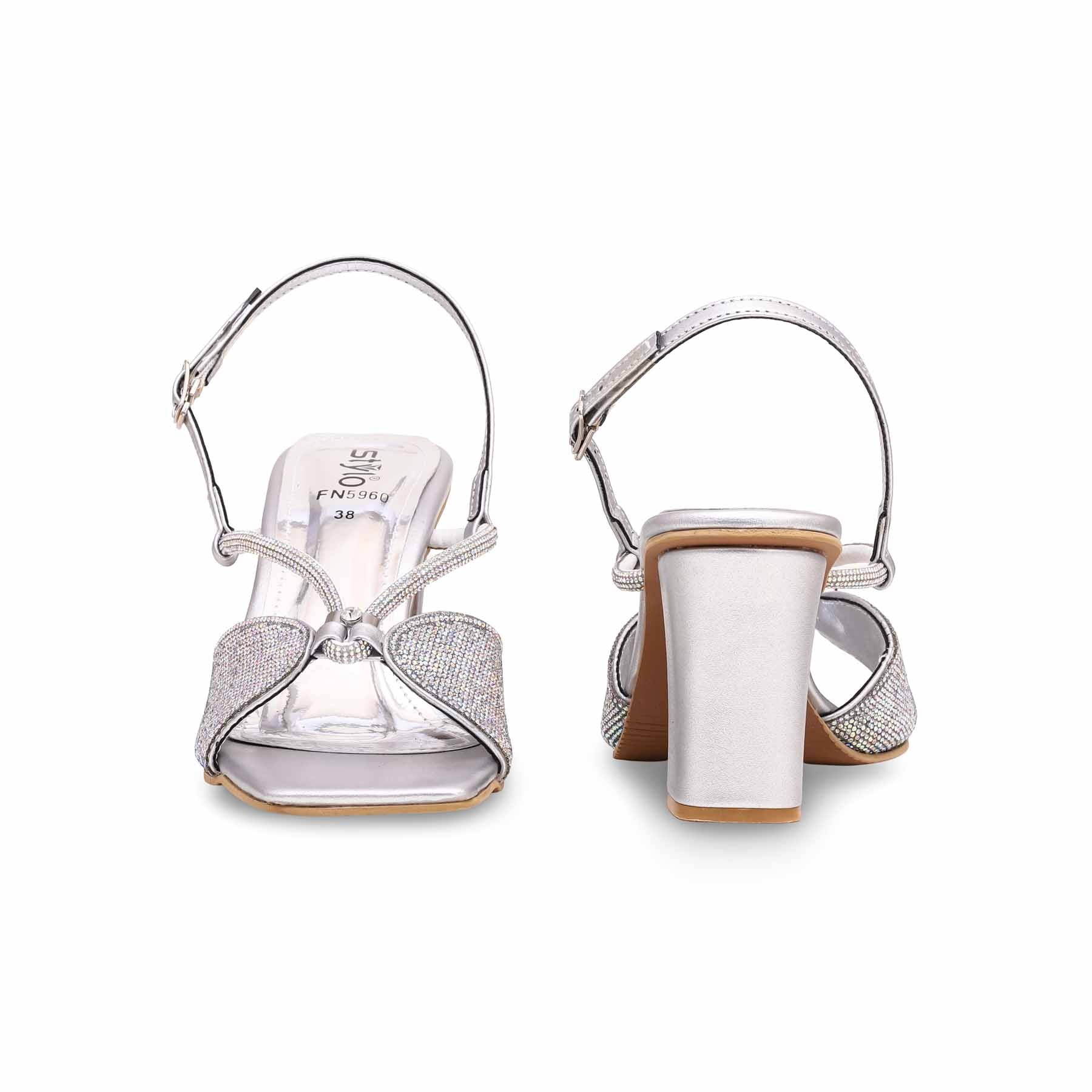 Silver Fancy Sandal FN5960 - Image 4