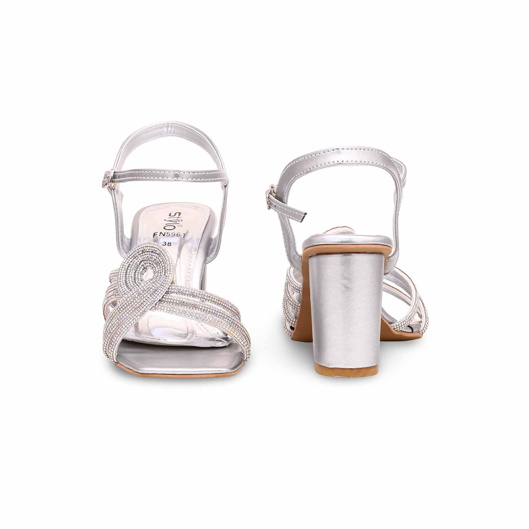 Silver Fancy Sandal FN5961 - Image 4