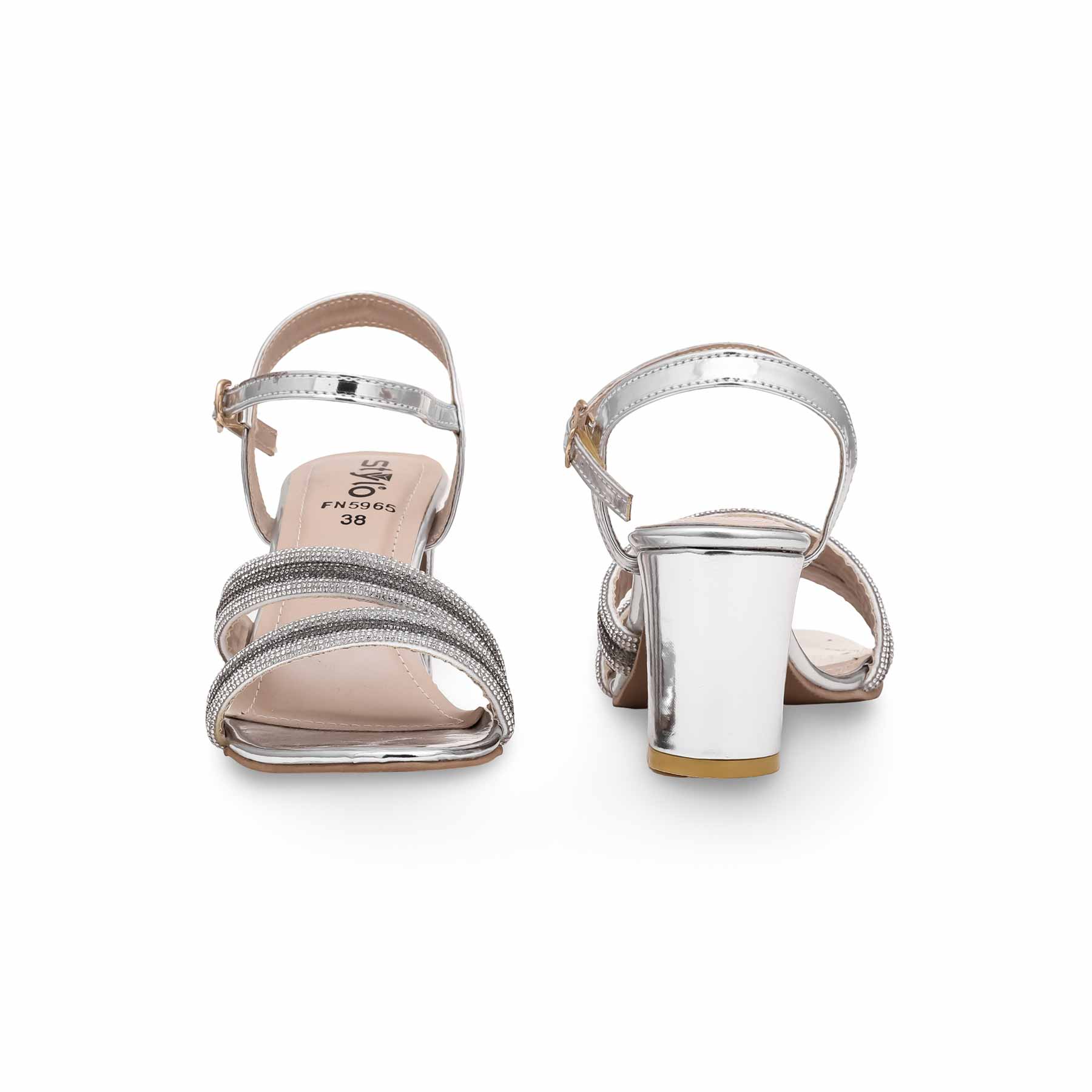 Silver Fancy Sandal FN5965 - Image 4