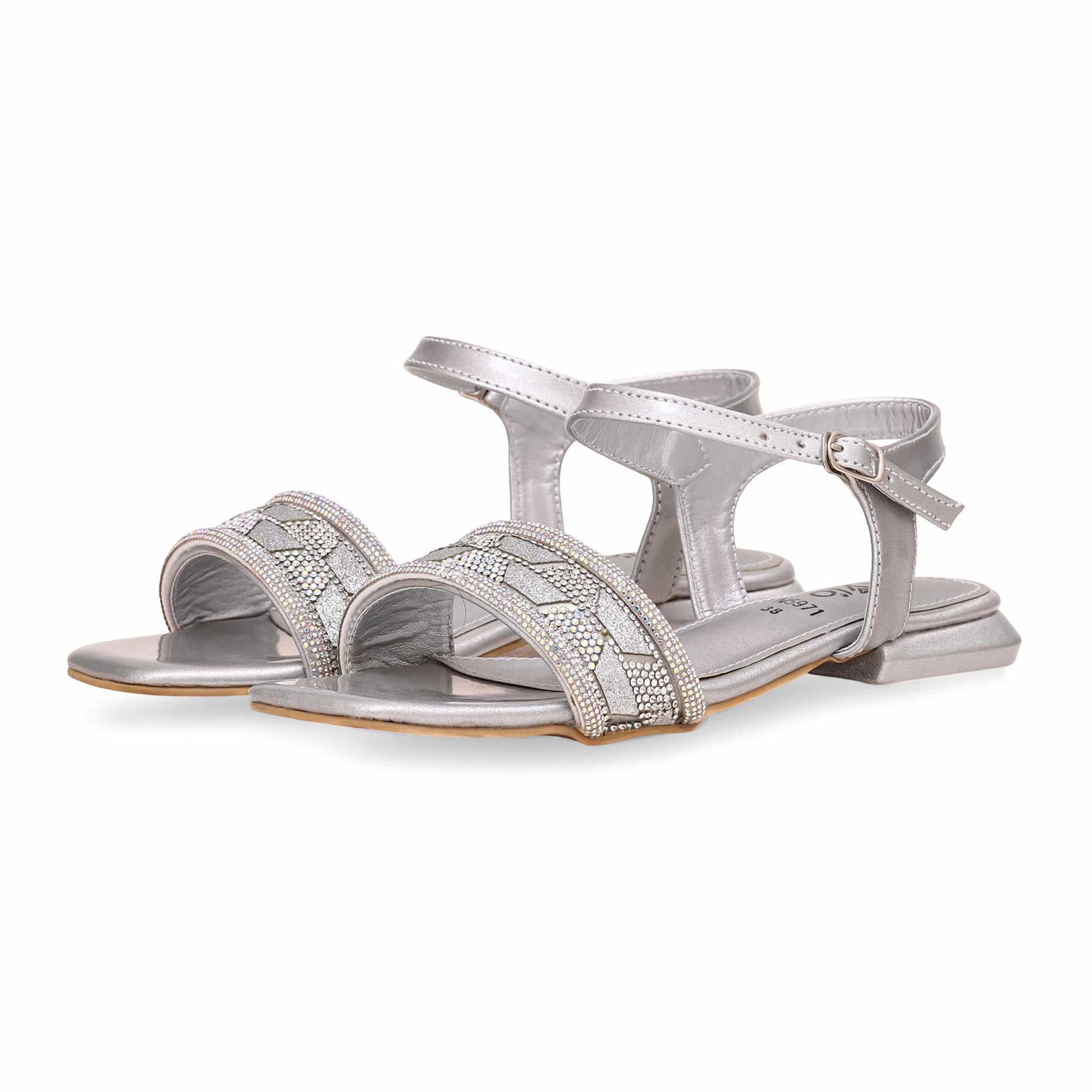 Silver Fancy Sandal FN5971 - Image 2