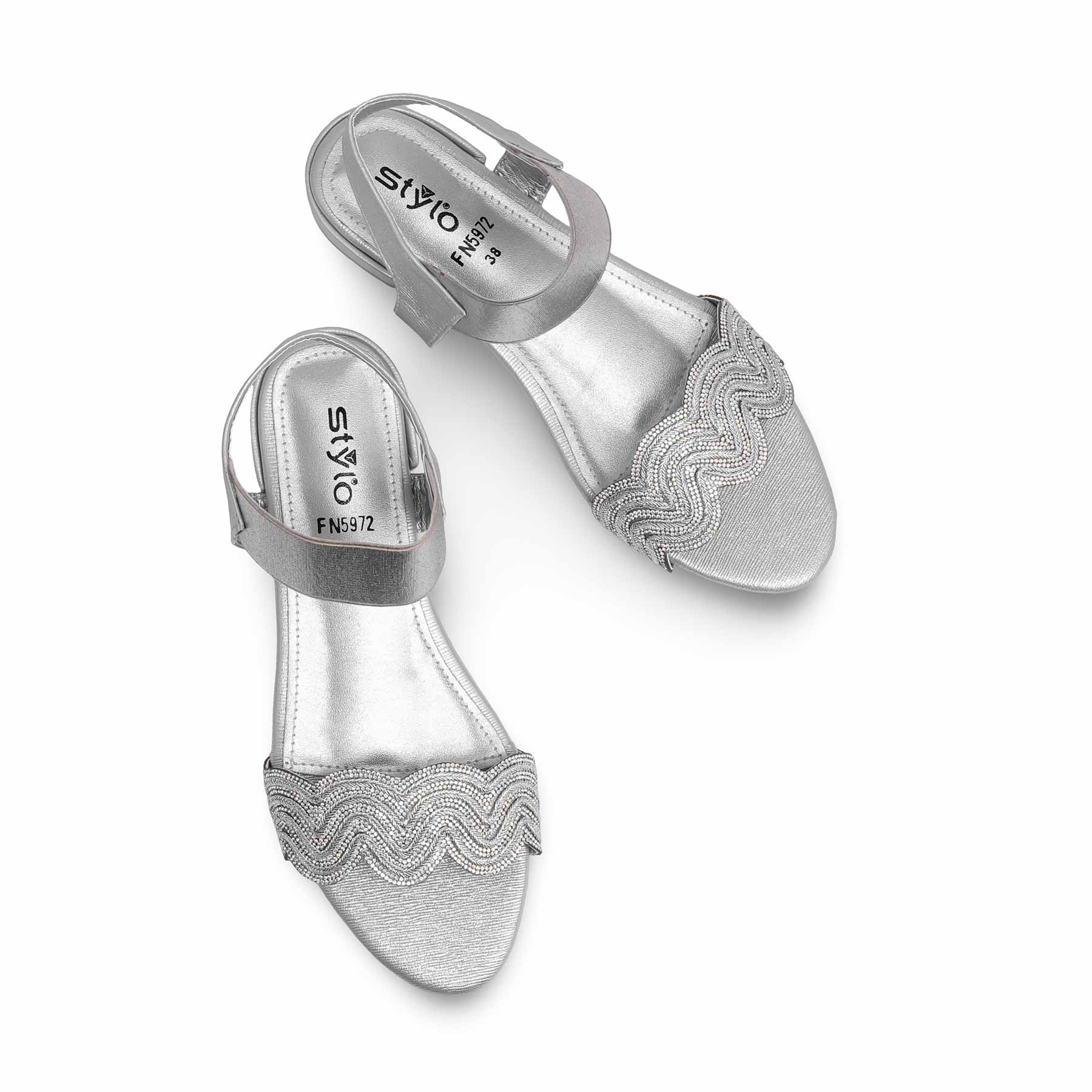 Silver Fancy Sandal FN5972 - Image 4