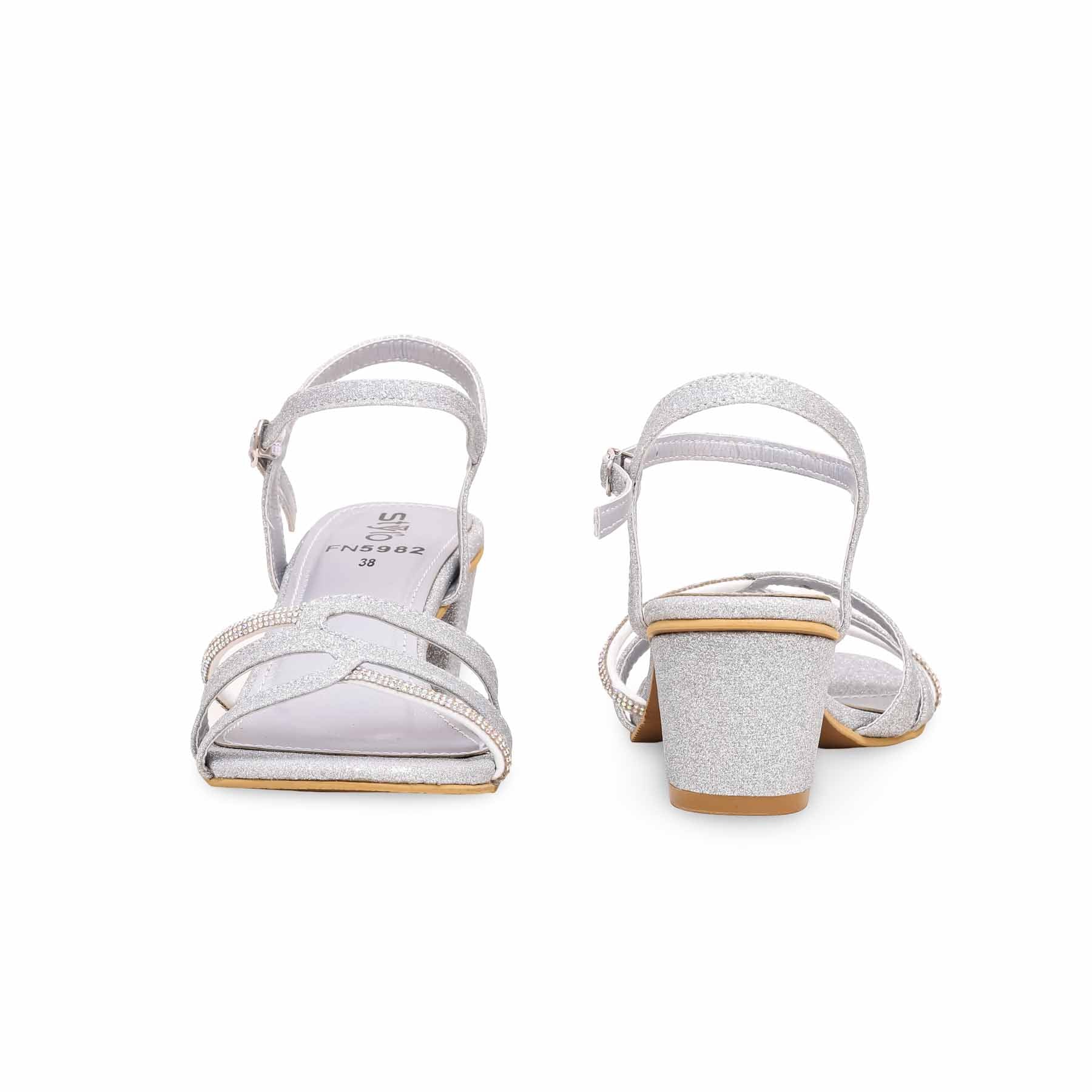 Silver Fancy Sandal FN5982 - Image 3