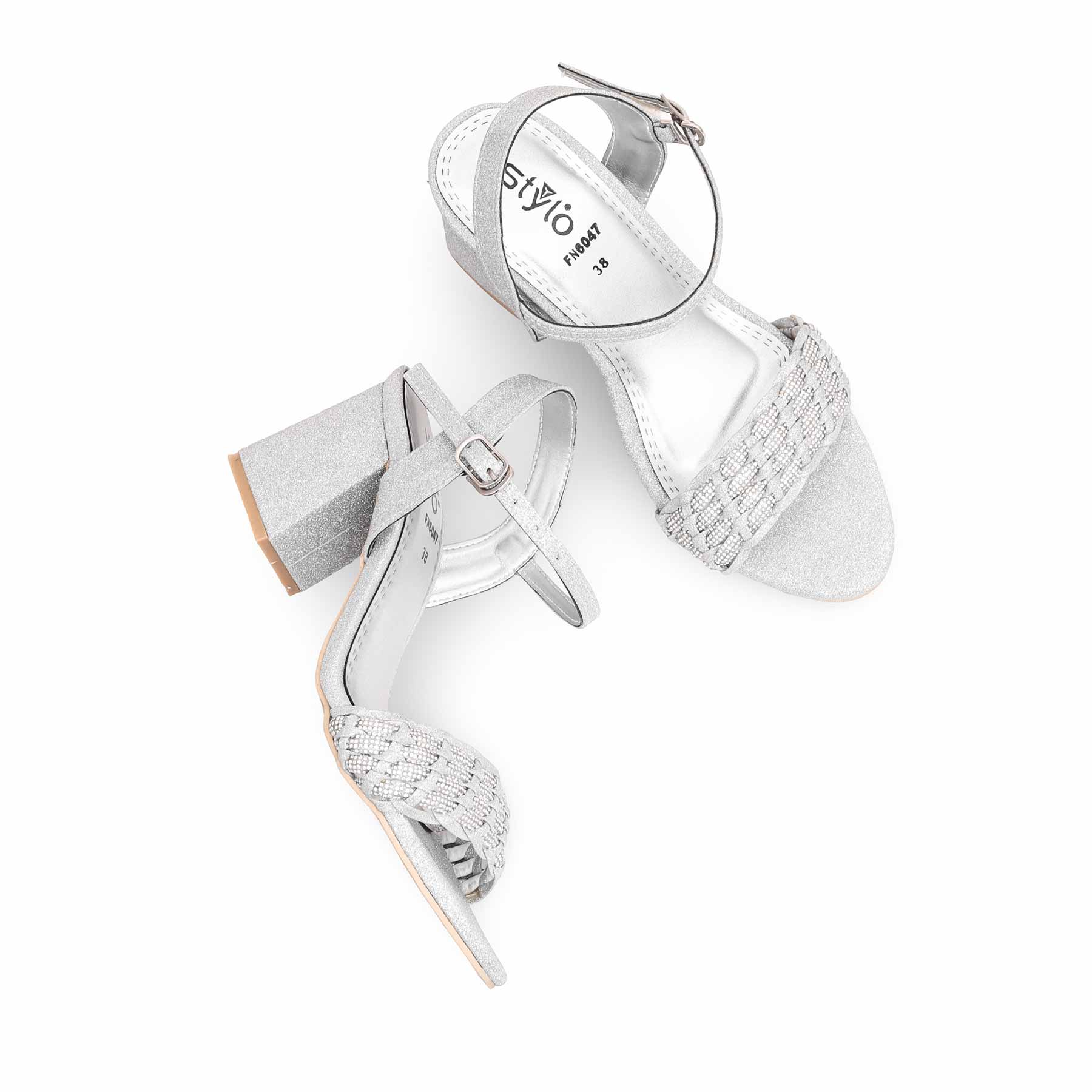 Silver Fancy Sandal FN6047 - Image 5