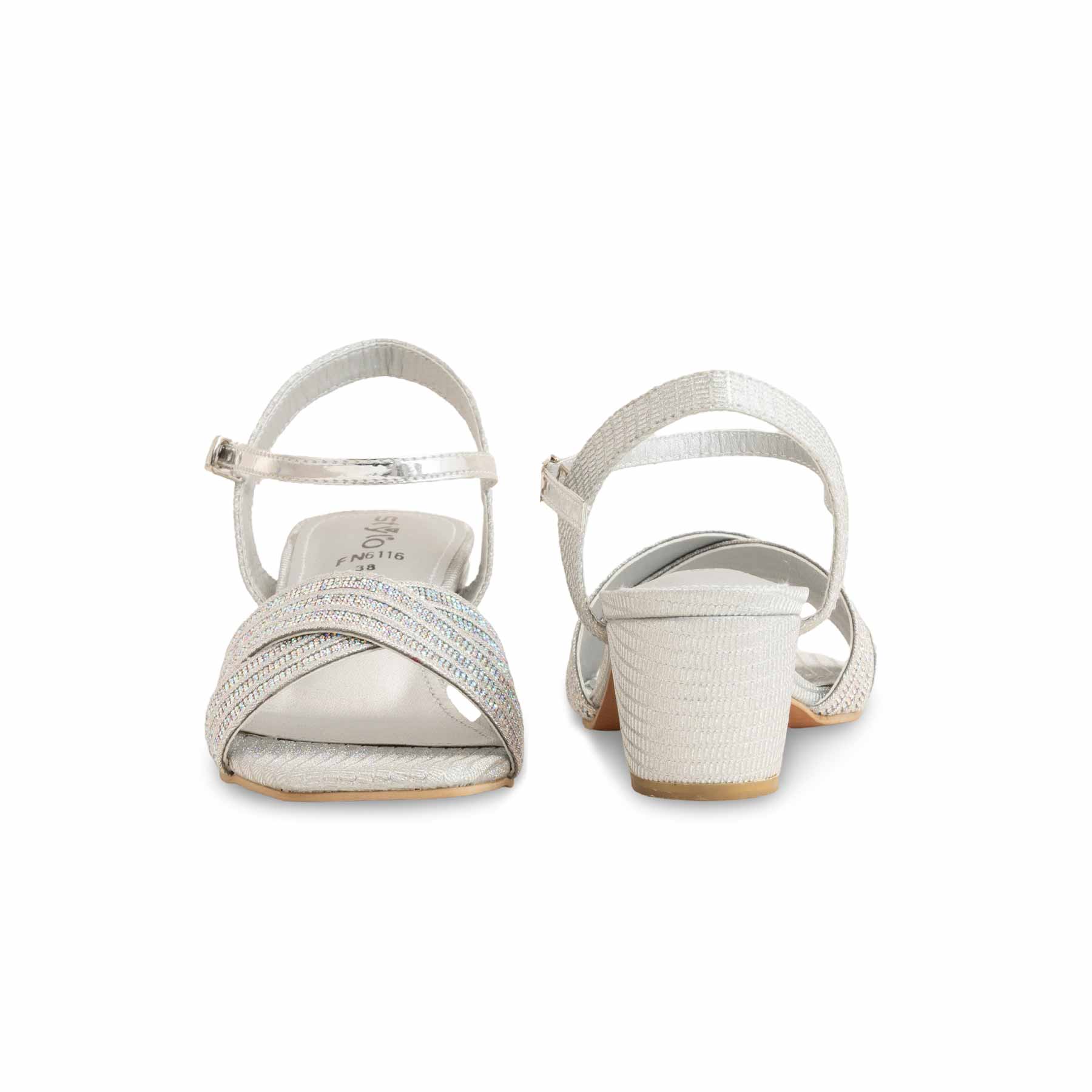 Silver Fancy Sandal FN6116 - Image 4