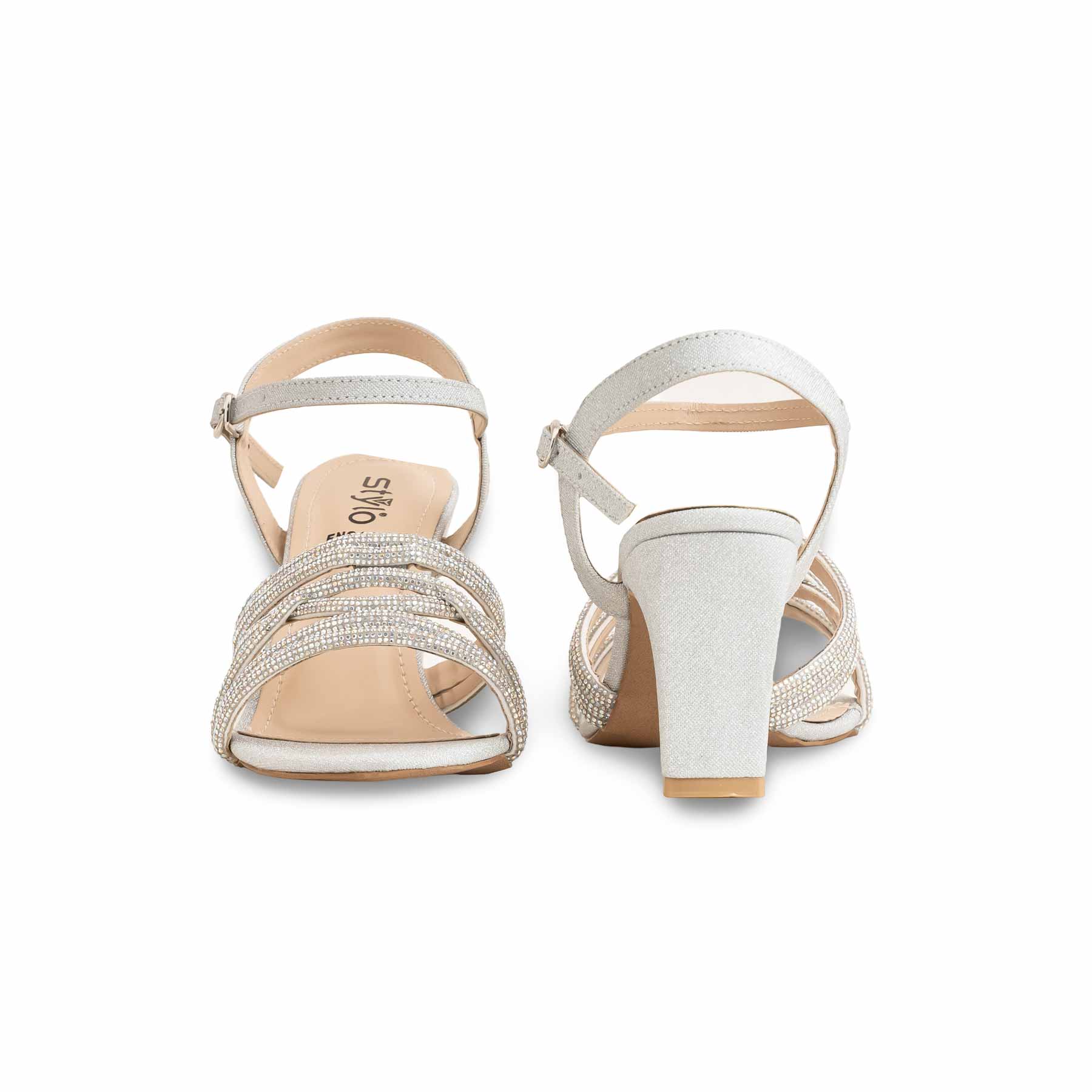 Silver Fancy Sandal For Ladies FN6115 - Image 4