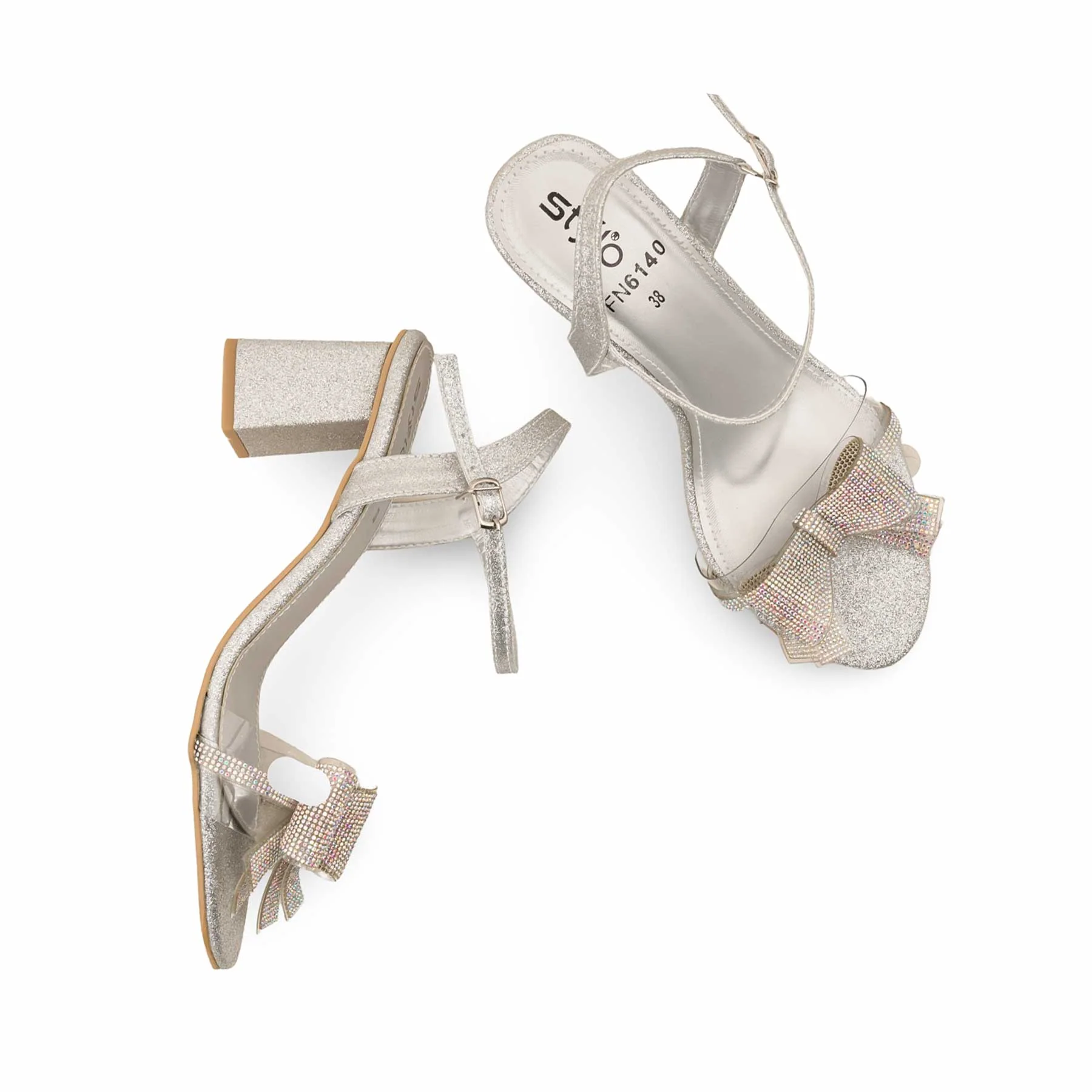 Silver Fancy Sandal For Ladies FN6140 - Image 5