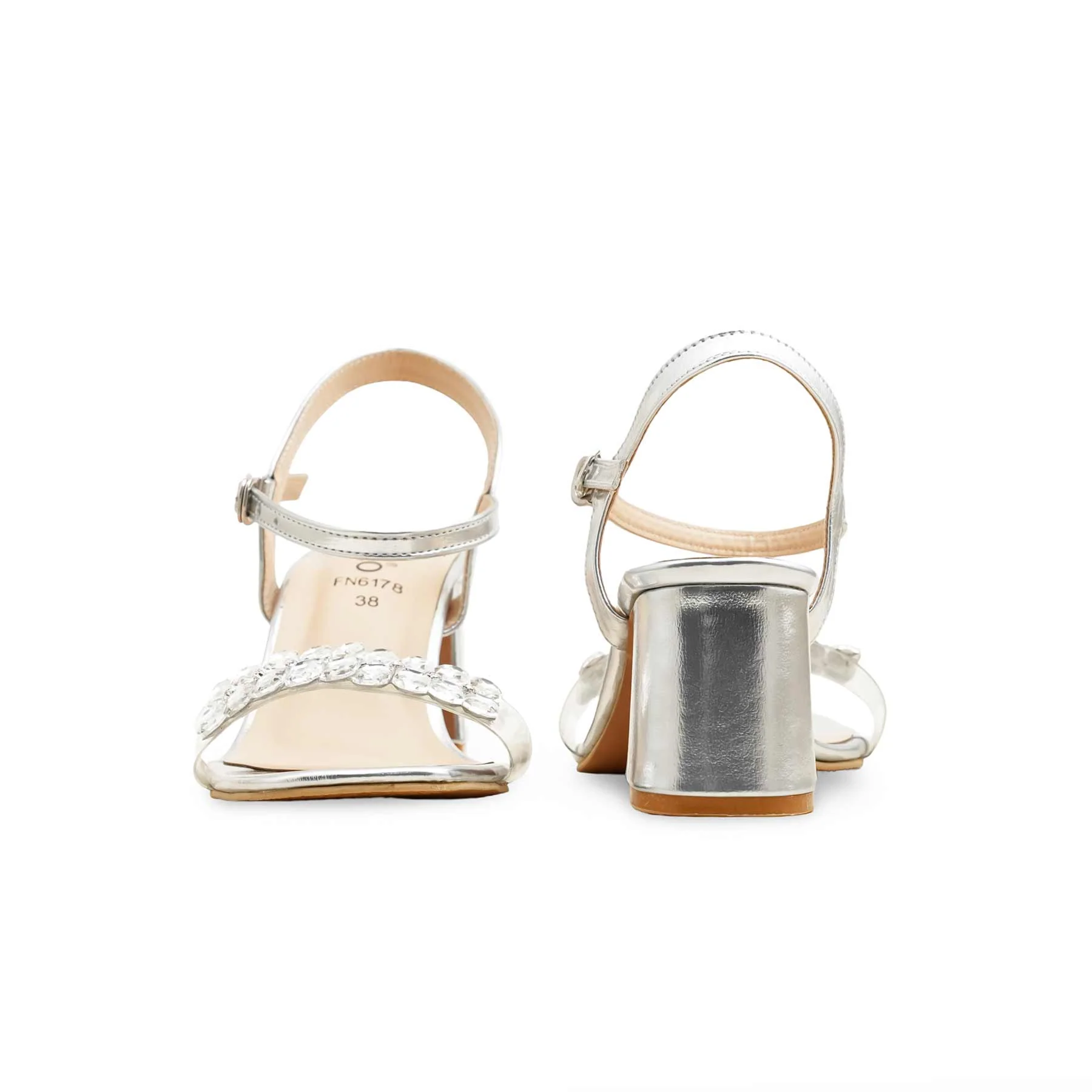 Silver Fancy Sandal For Ladies FN6178 - Image 4