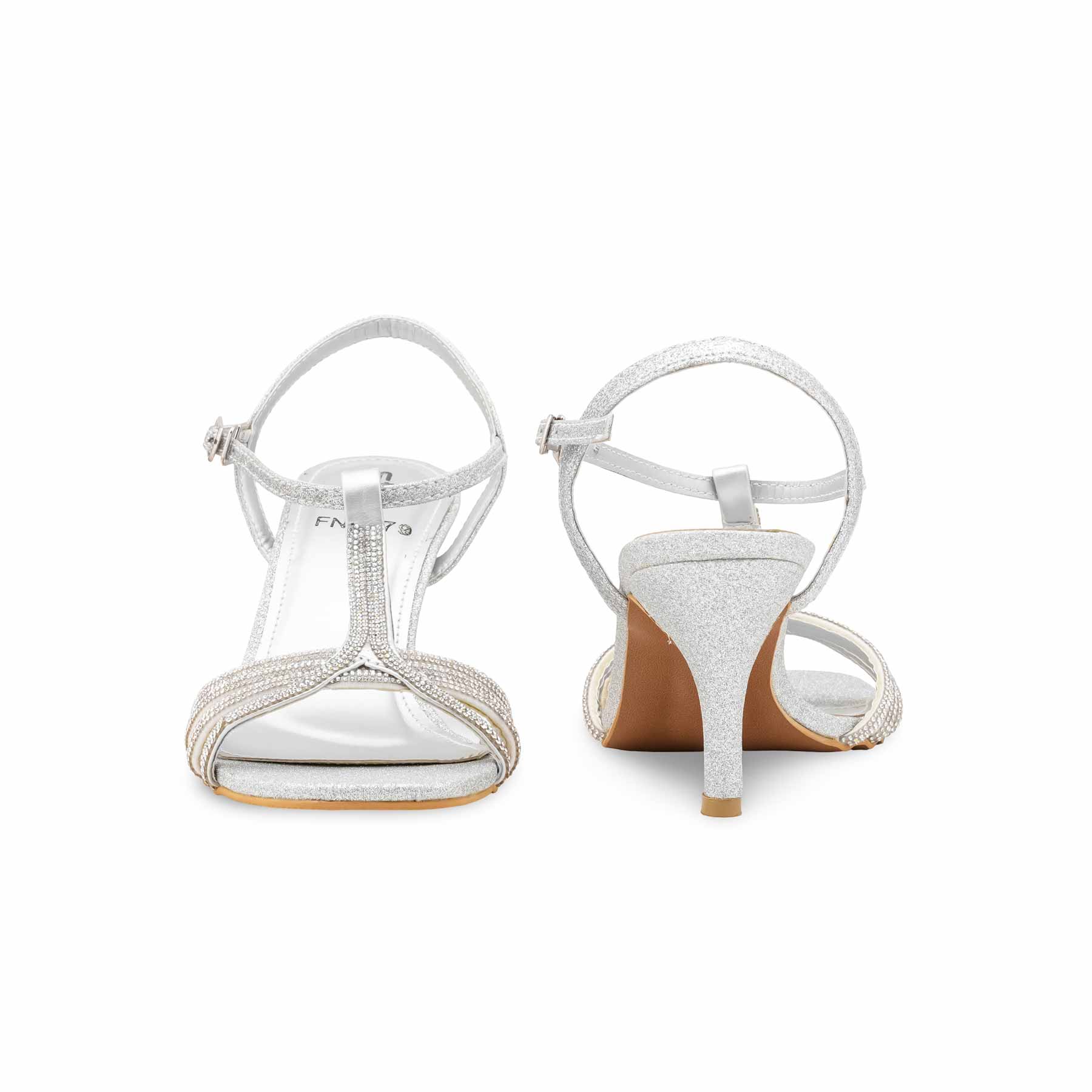 Silver Fancy Sandal For Ladies FN6179 - Image 4