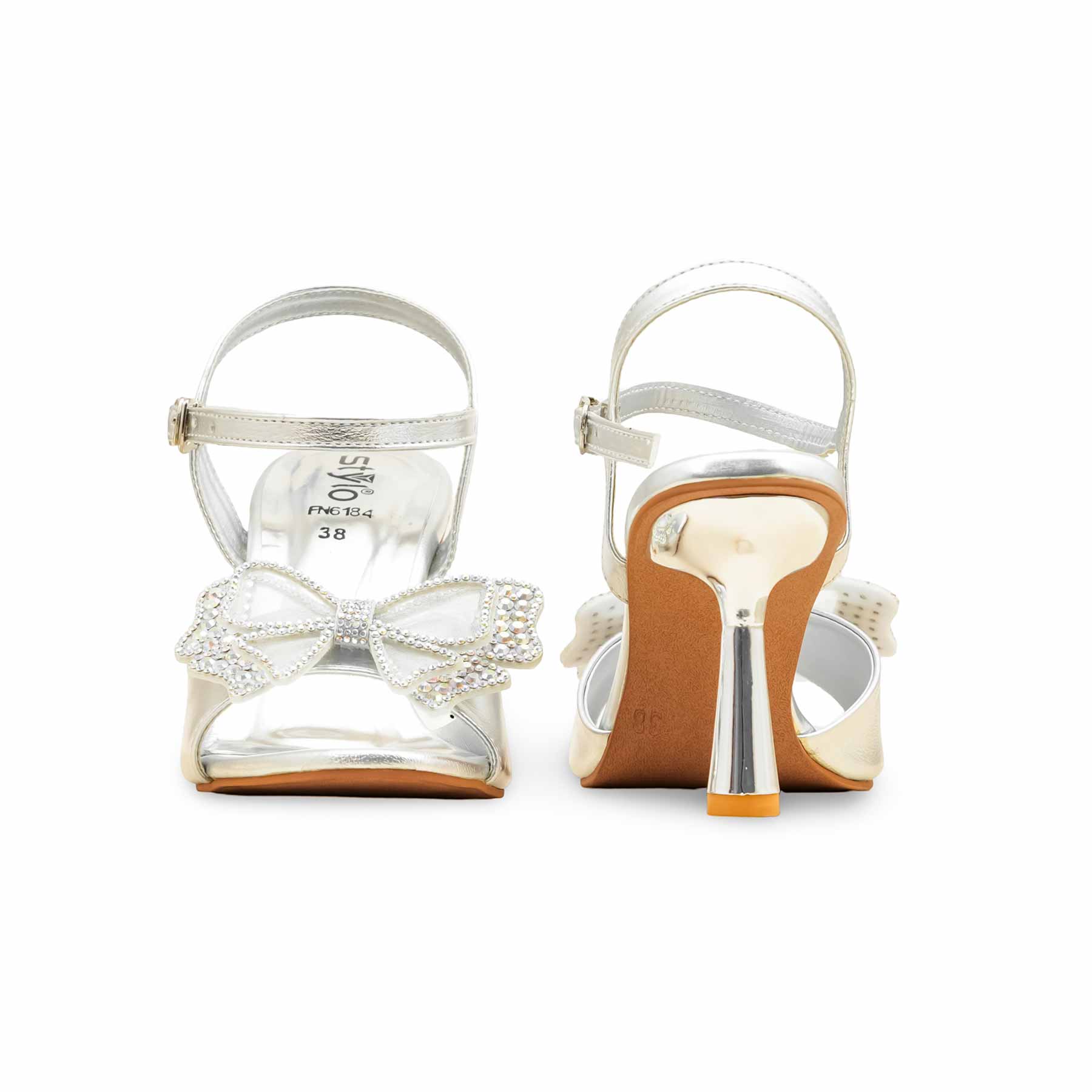 Silver Fancy Bridal Sandal FN6184 - Image 4