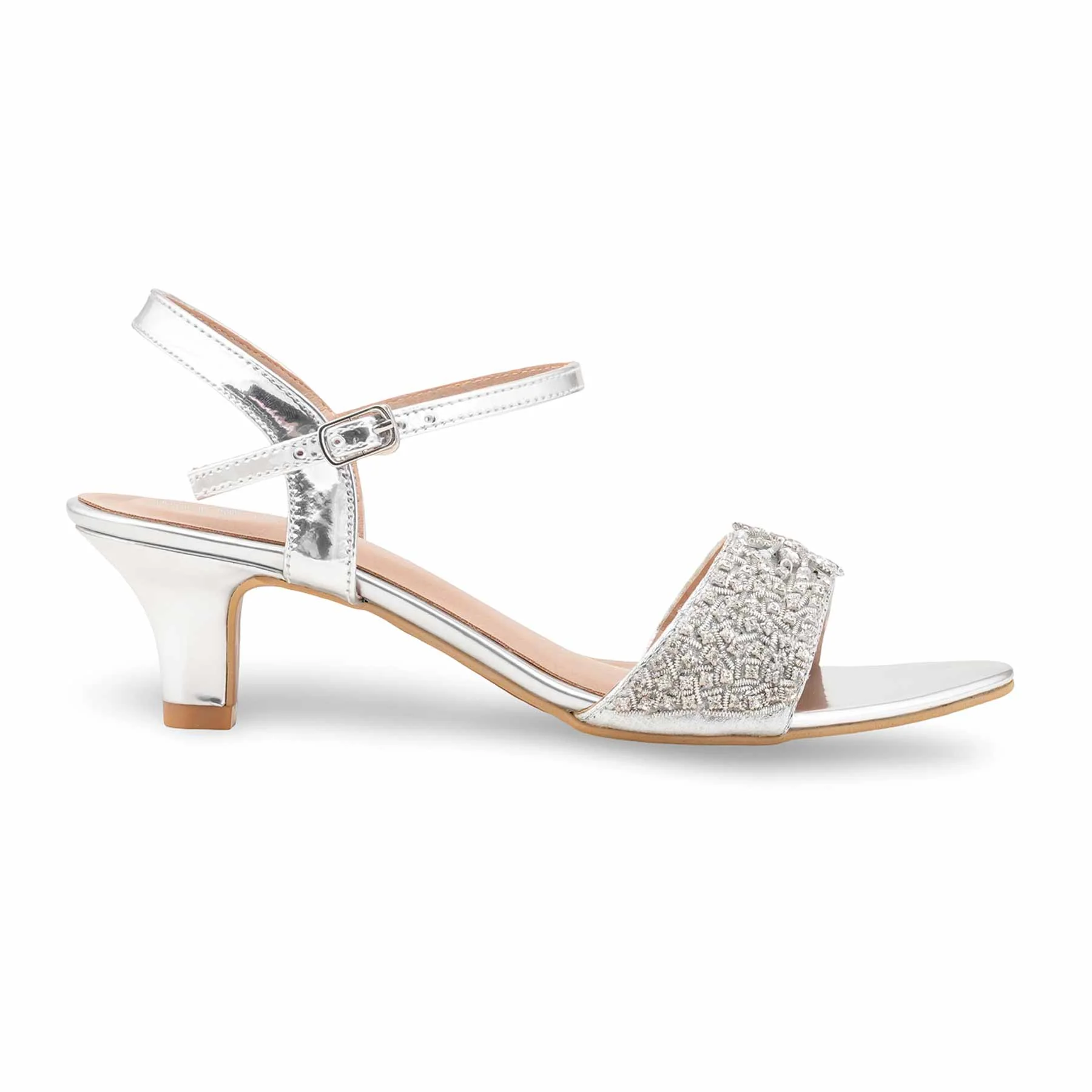 Silver Fancy Sandal For Ladies FN6205 - Image 2