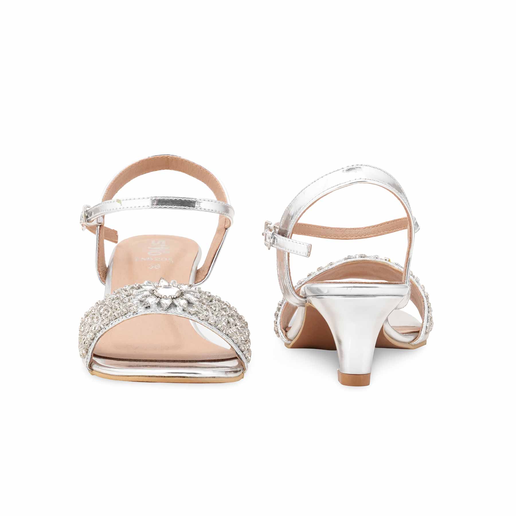 Silver Fancy Sandal For Ladies FN6205 - Image 4