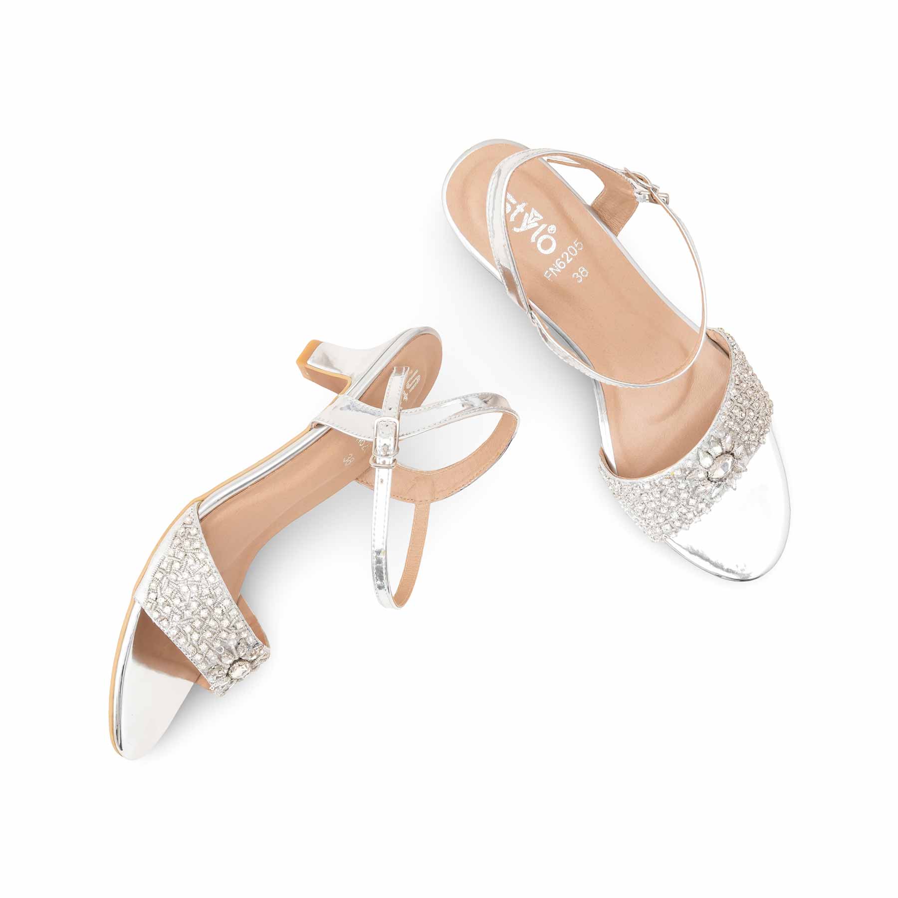 Silver Fancy Sandal For Ladies FN6205 - Image 5