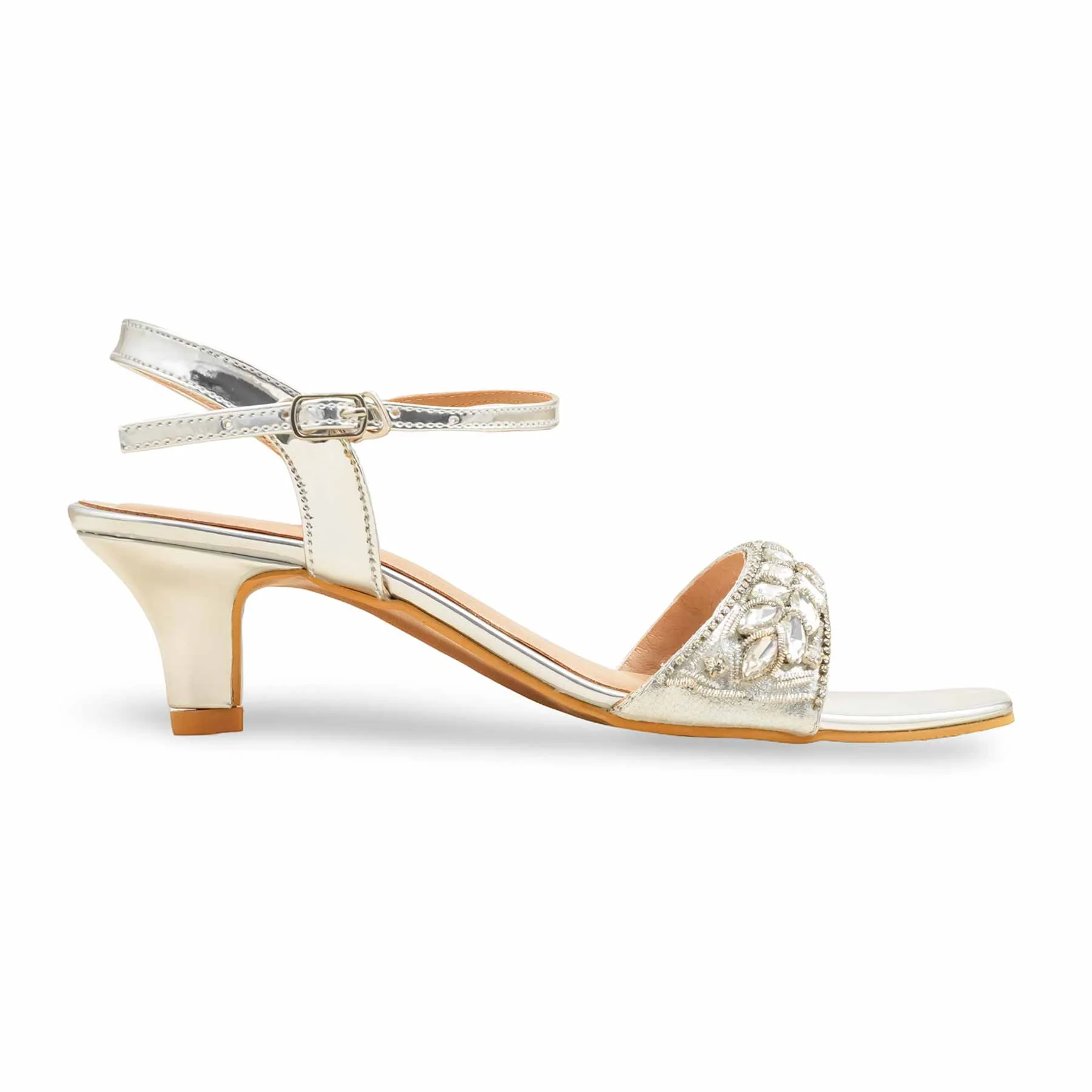 Silver Fancy Sandal For Ladies FN6207 - Image 2
