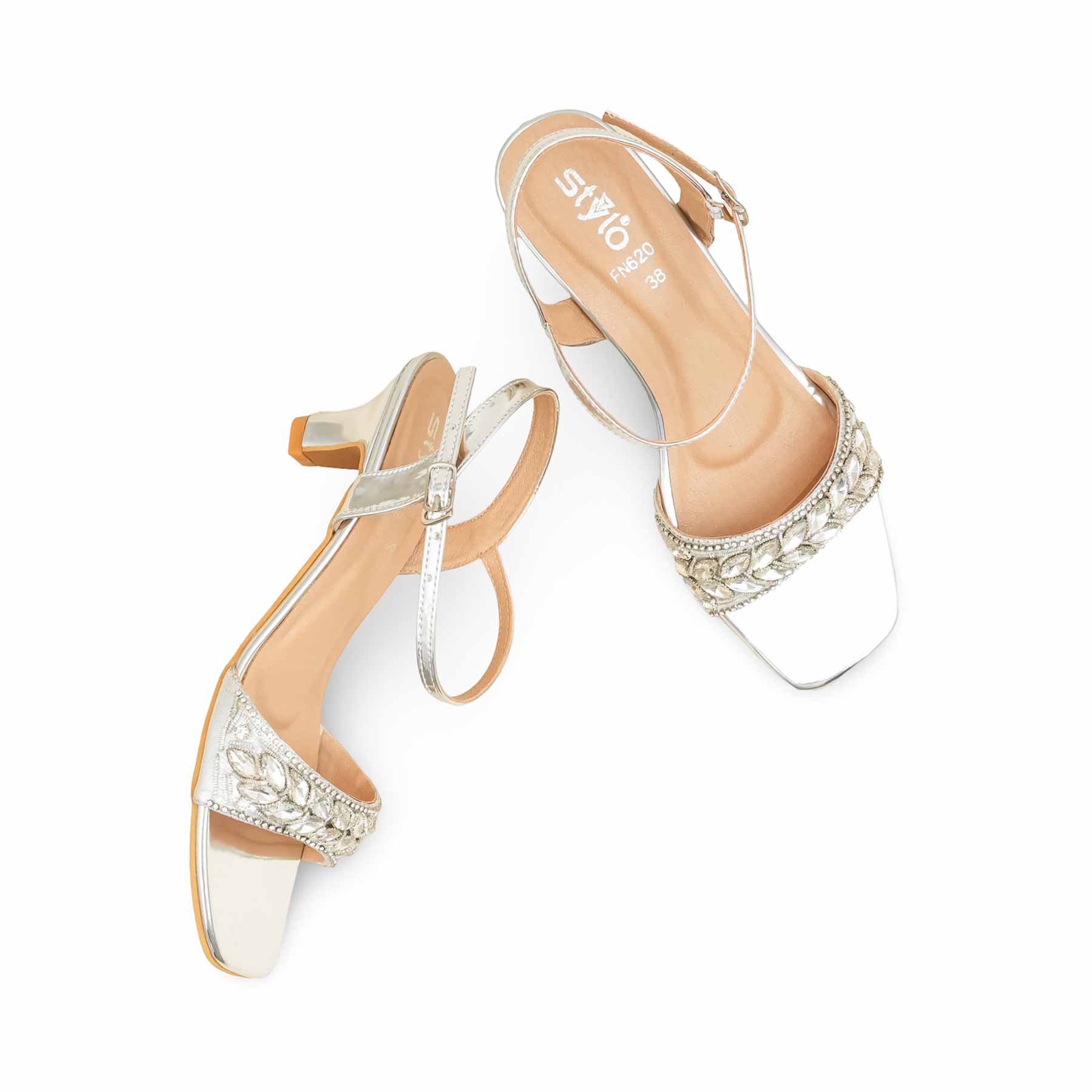 Silver Fancy Sandal For Ladies FN6207 - Image 5
