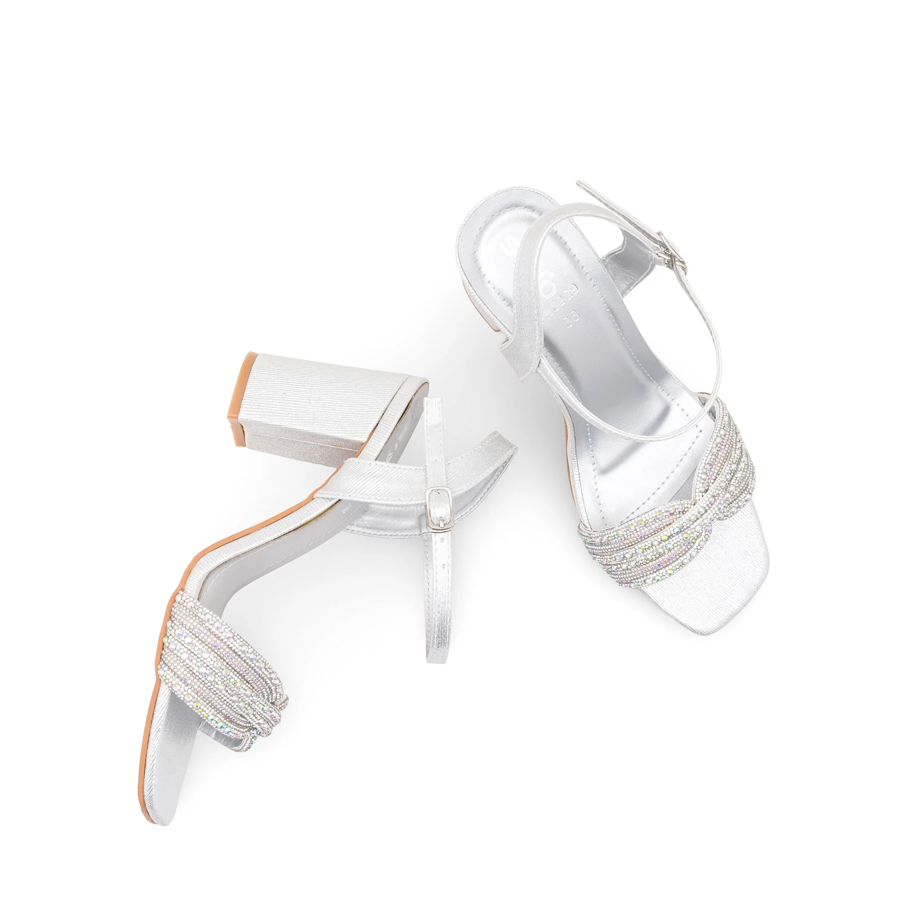Silver Fancy Sandal For Ladies FN6229 - Image 5