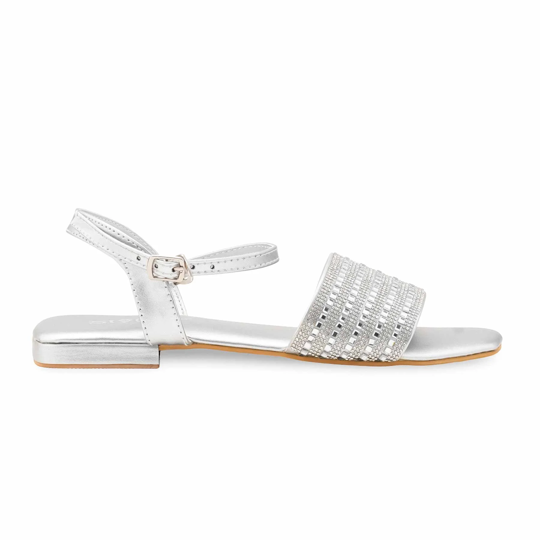 Silver Fancy Sandal For Ladies FN6278 - Image 2