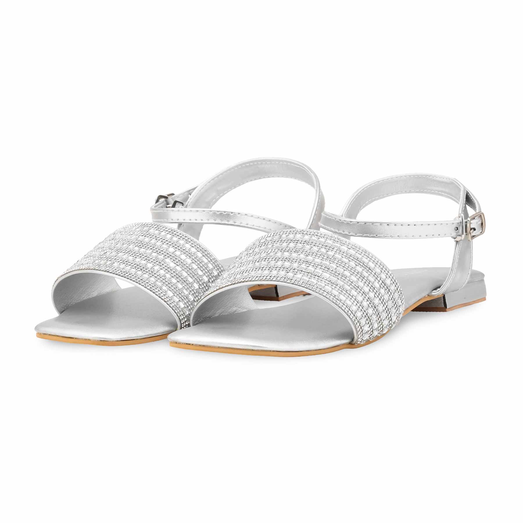 Silver Fancy Sandal For Ladies FN6278 - Image 3