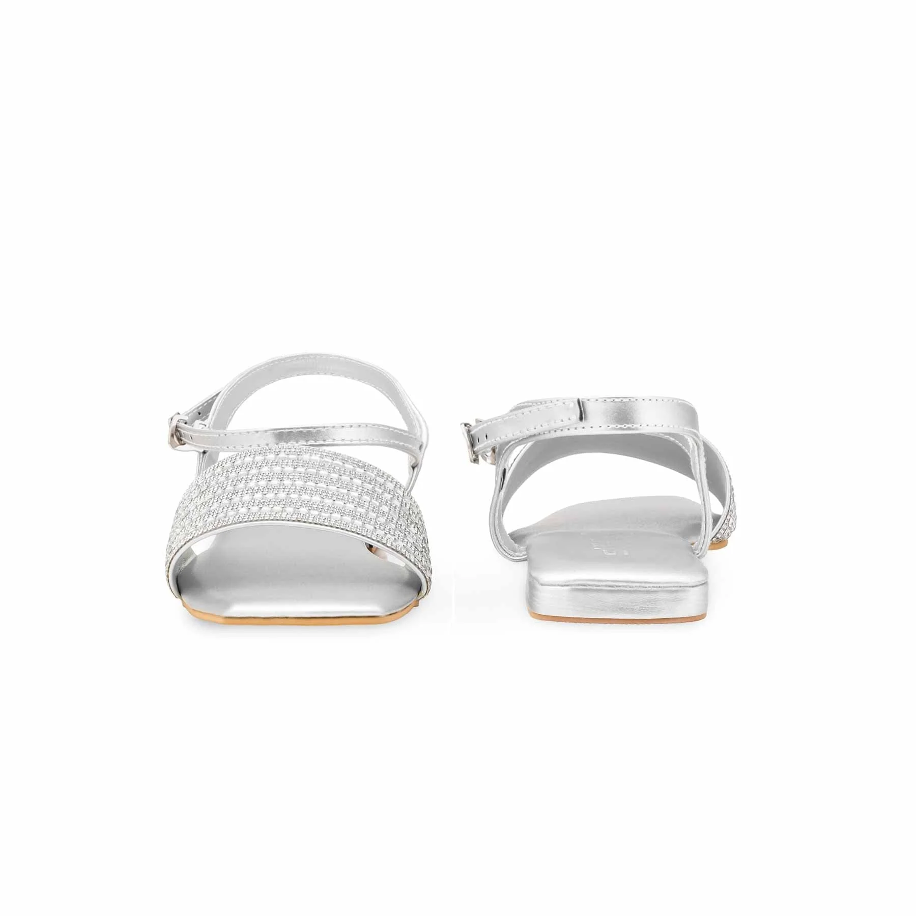 Silver Fancy Sandal For Ladies FN6278 - Image 4