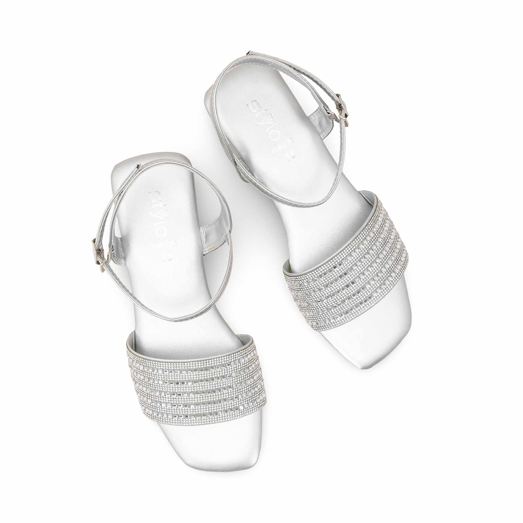 Silver Fancy Sandal For Ladies FN6278 - Image 5