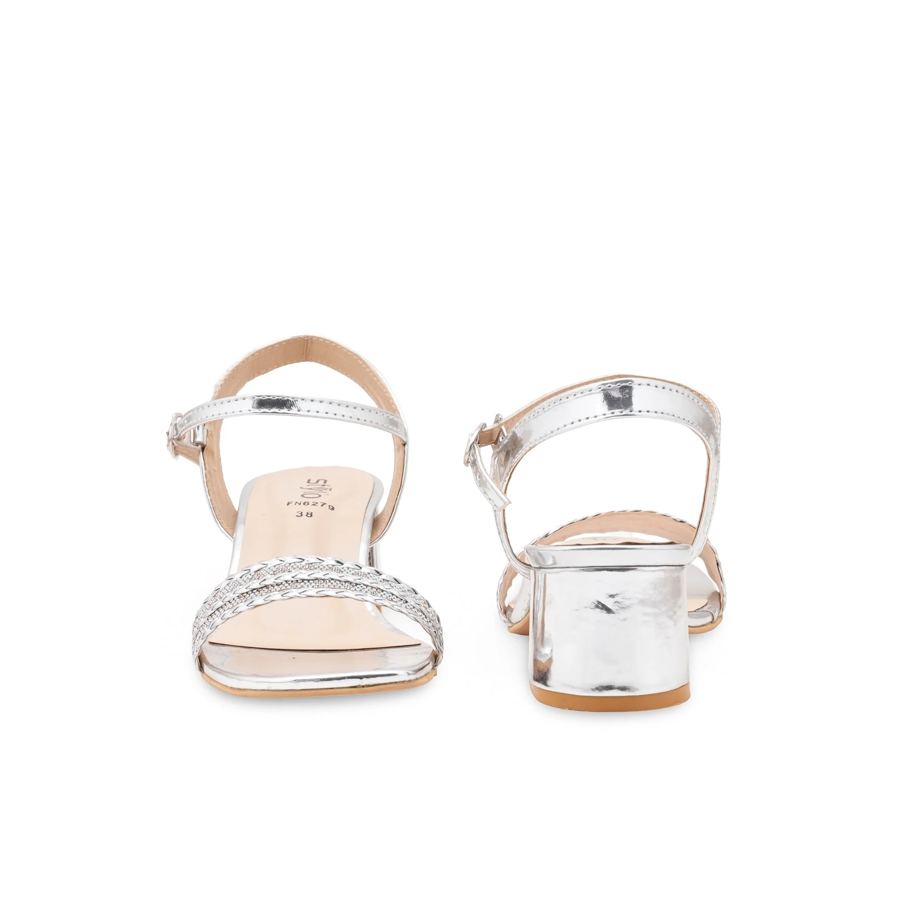 Silver Fancy Sandal For Ladies FN6279 - Image 4