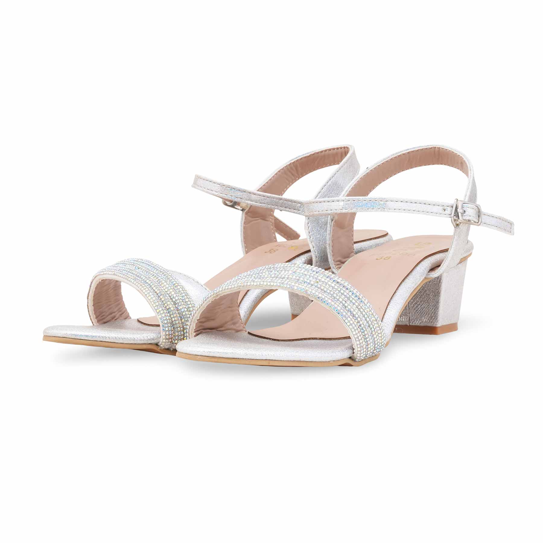 Silver Fancy Sandal For Ladies FN6290 - Image 3