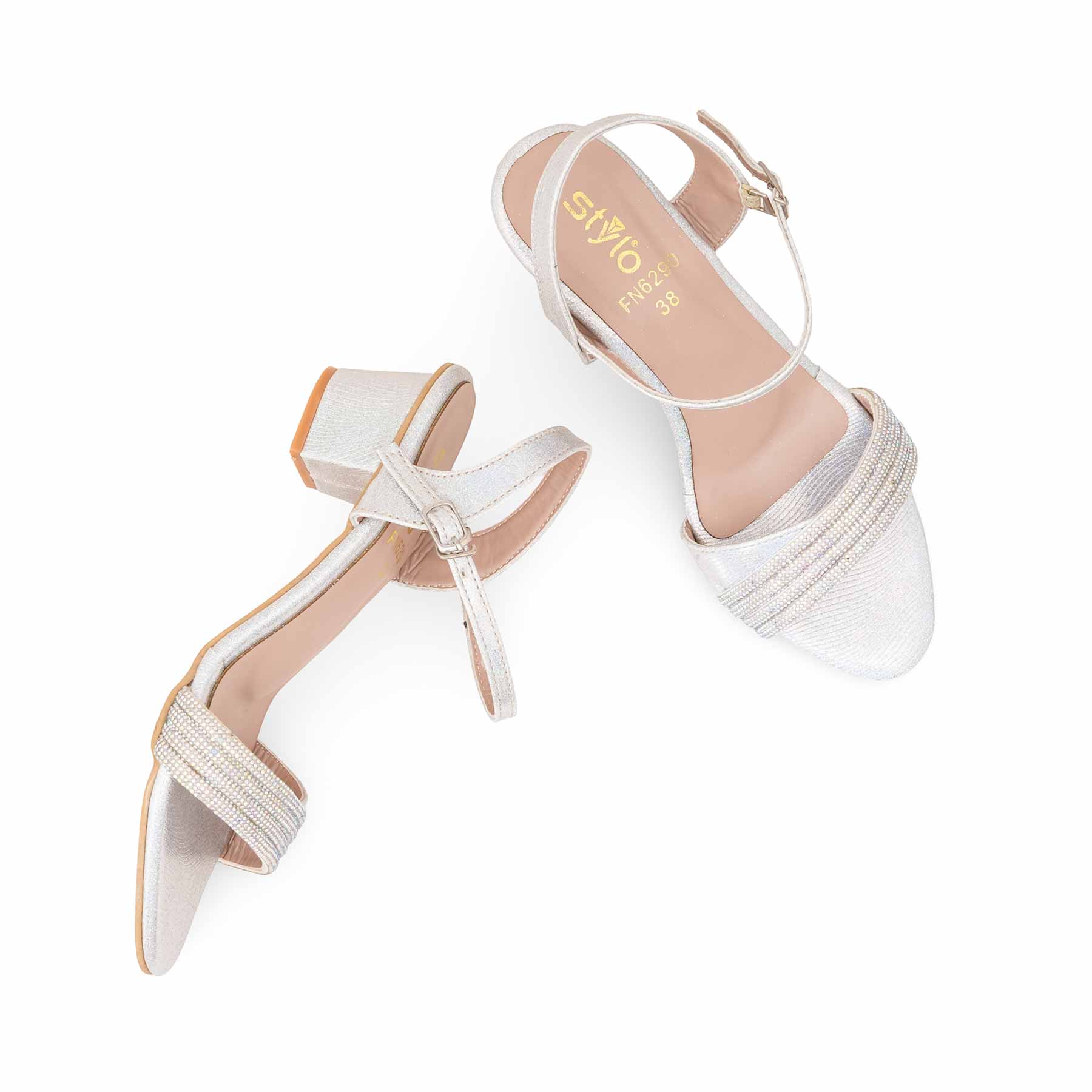 Silver Fancy Sandal For Ladies FN6290 - Image 5