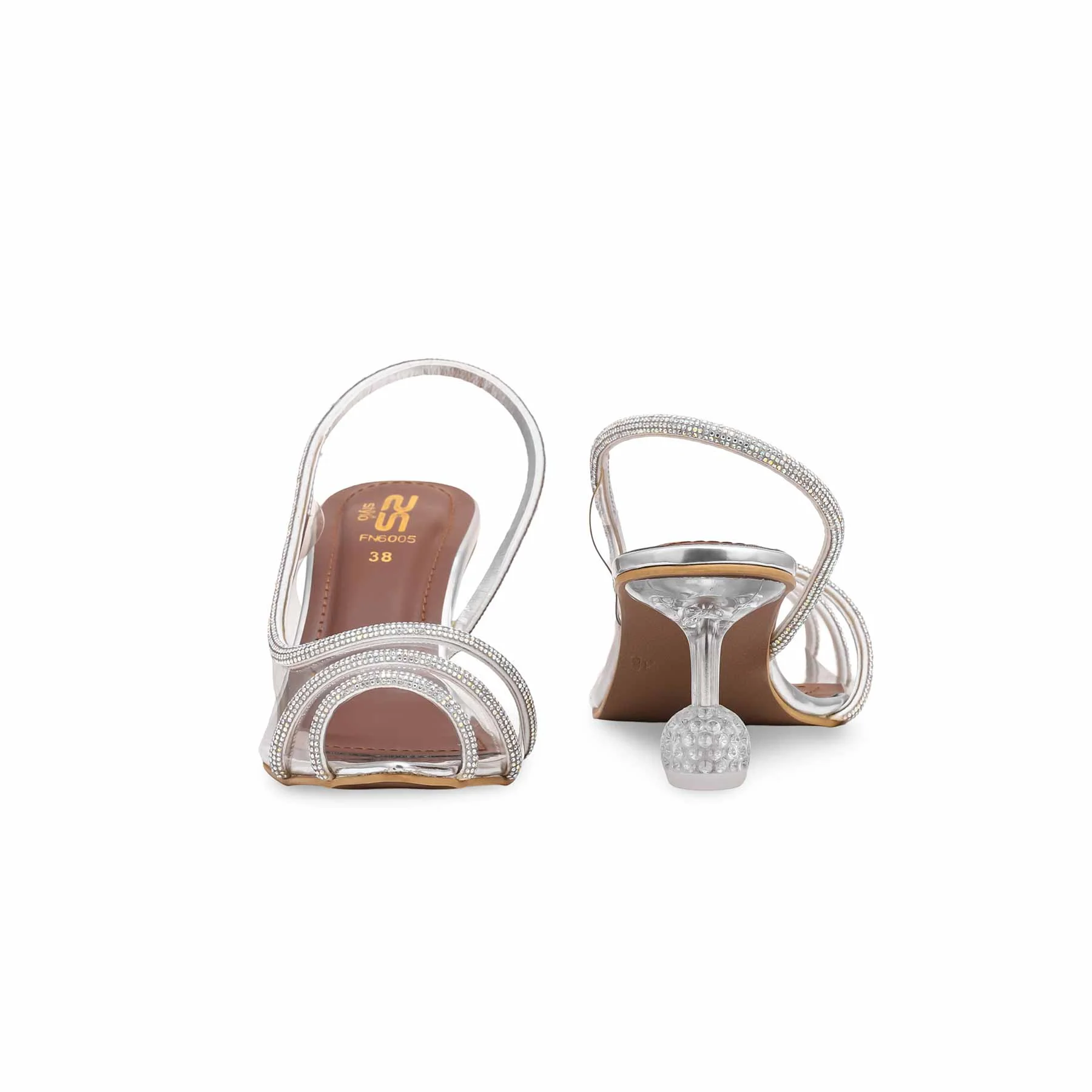 Silver Fancy Sandal For Women FN6005 - Image 4