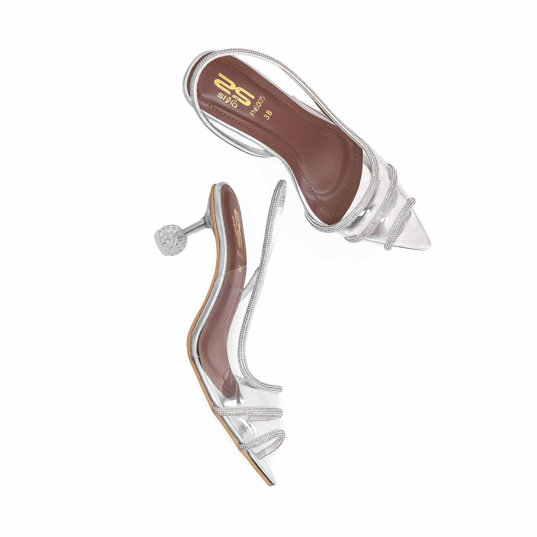 Silver Fancy Sandal For Women FN6005 - Image 5