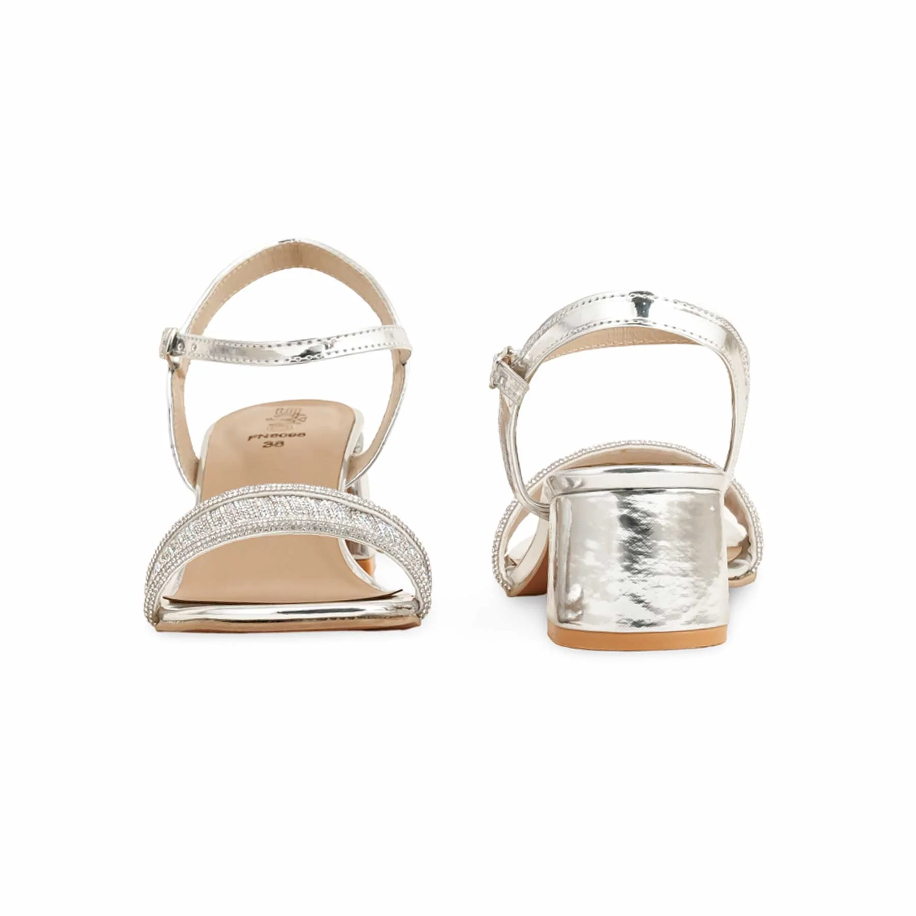 Silver Fancy Sandal For Women FN6098 - Image 4