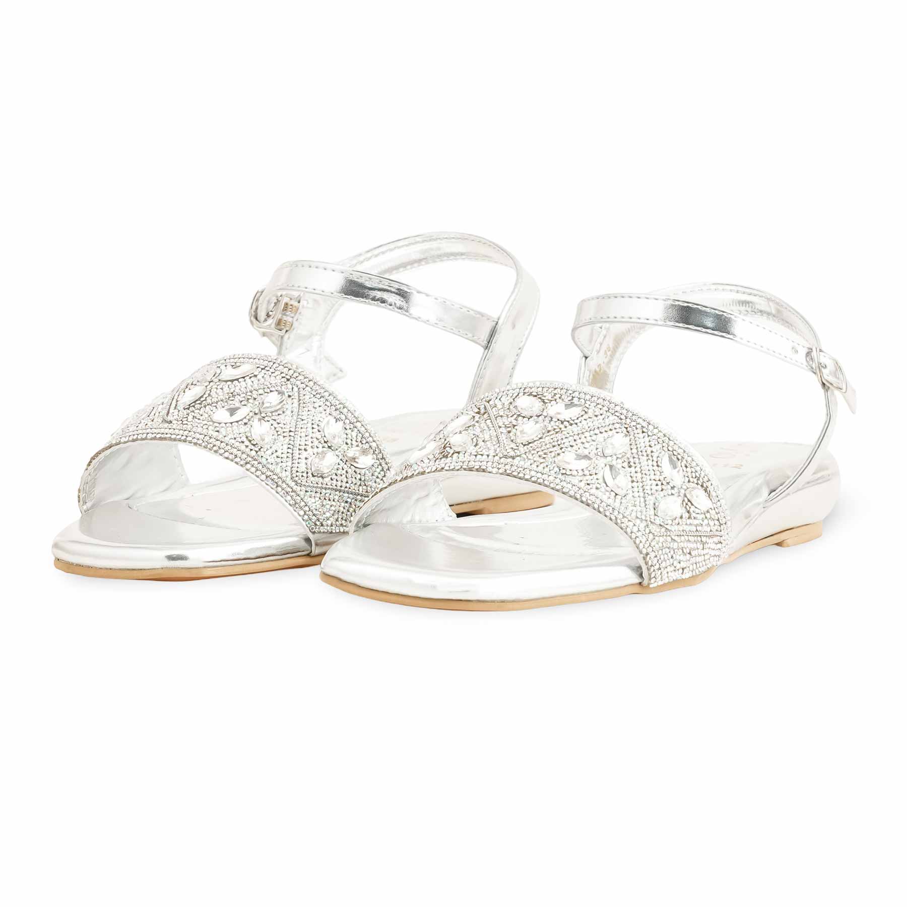 Silver Fancy Sandal For Women FN6112 - Image 3