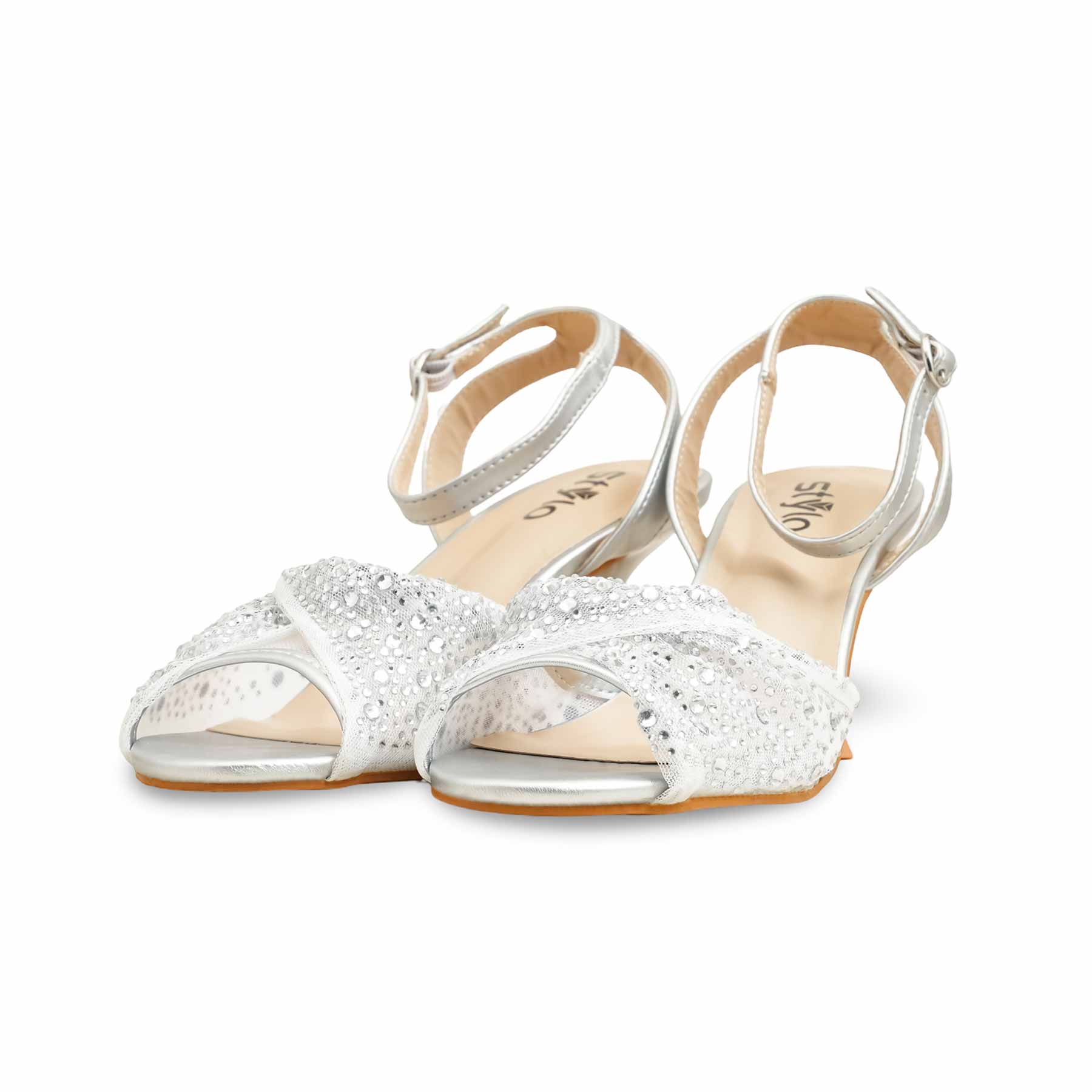 Silver Fancy Bridal Sandal FN6157 - Image 4