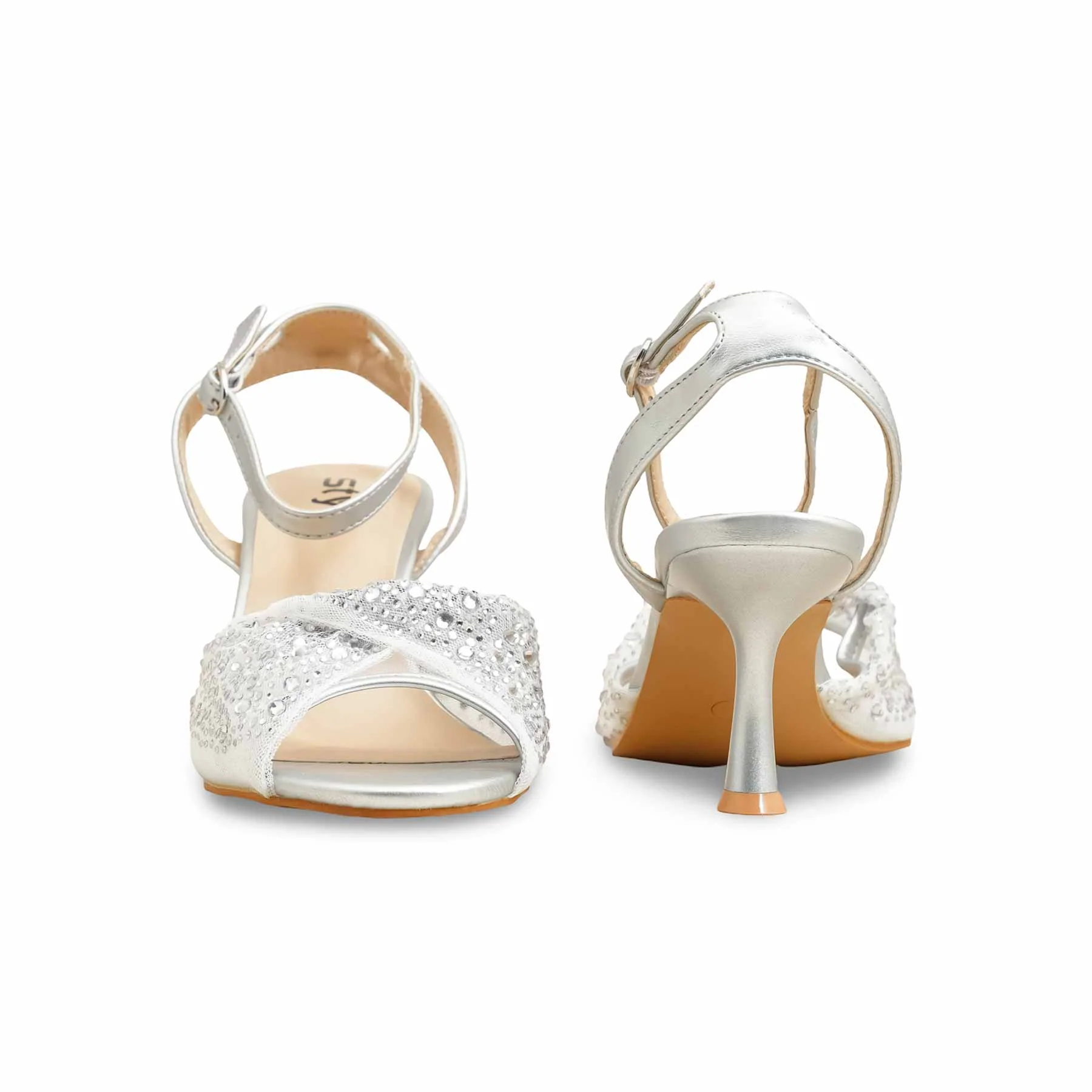 Silver Fancy Bridal Sandal FN6157 - Image 5