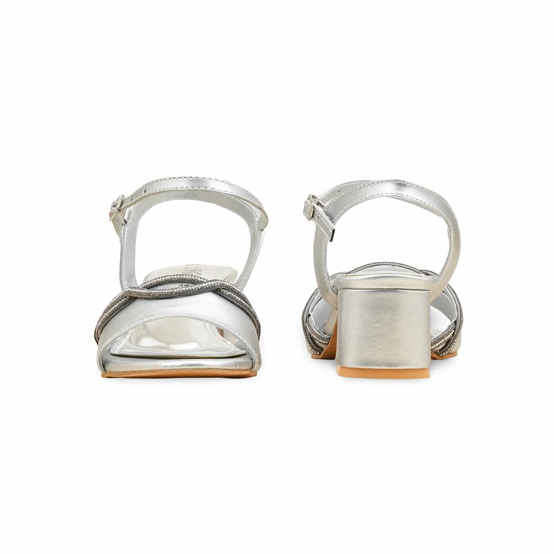 Silver Fancy Sandal For Women FN6158 - Image 4