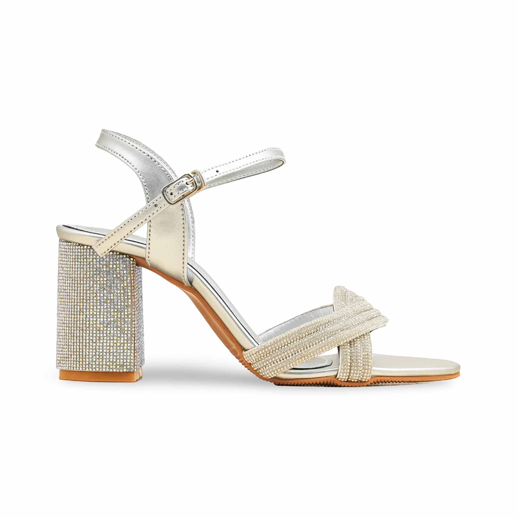 Silver Fancy Sandal For Women FN6173 - Image 2