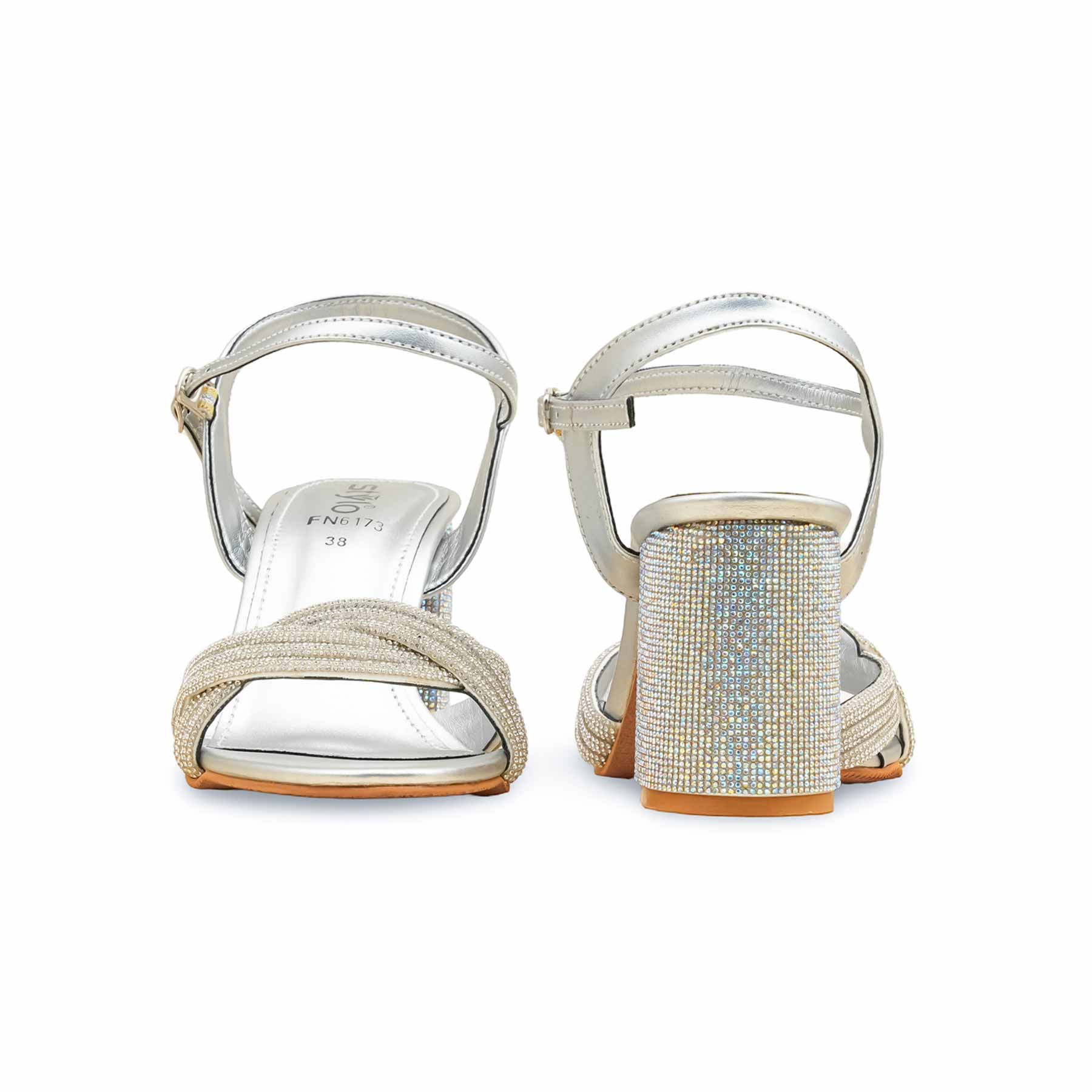 Silver Fancy Sandal For Women FN6173 - Image 4