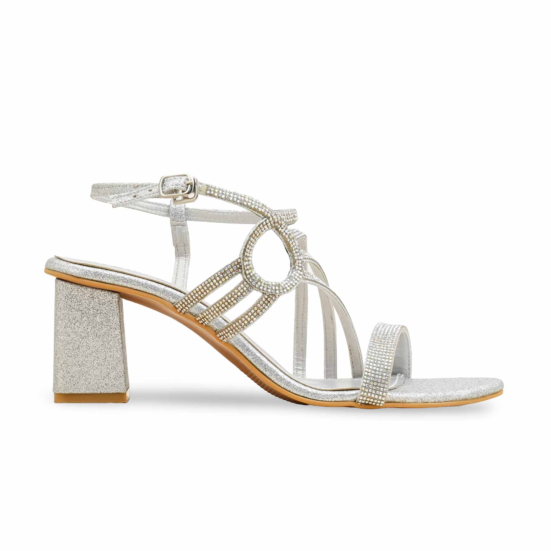 Silver Fancy Sandal For Women FN6180 - Image 2