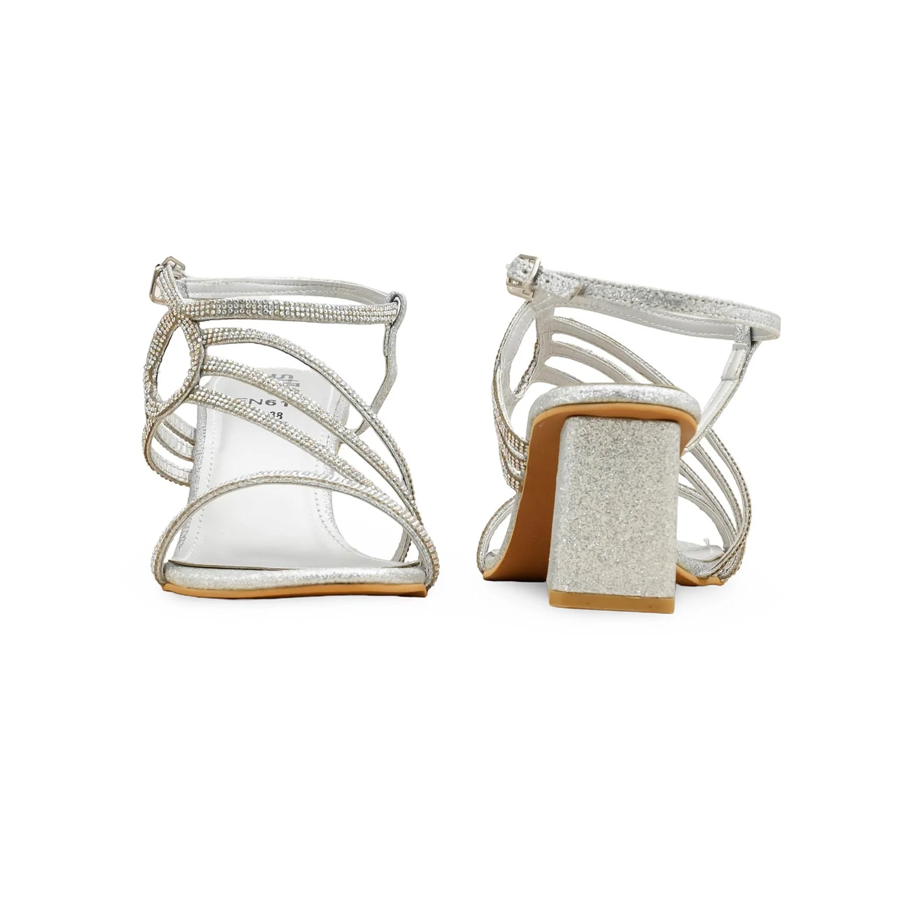 Silver Fancy Sandal For Women FN6180 - Image 4