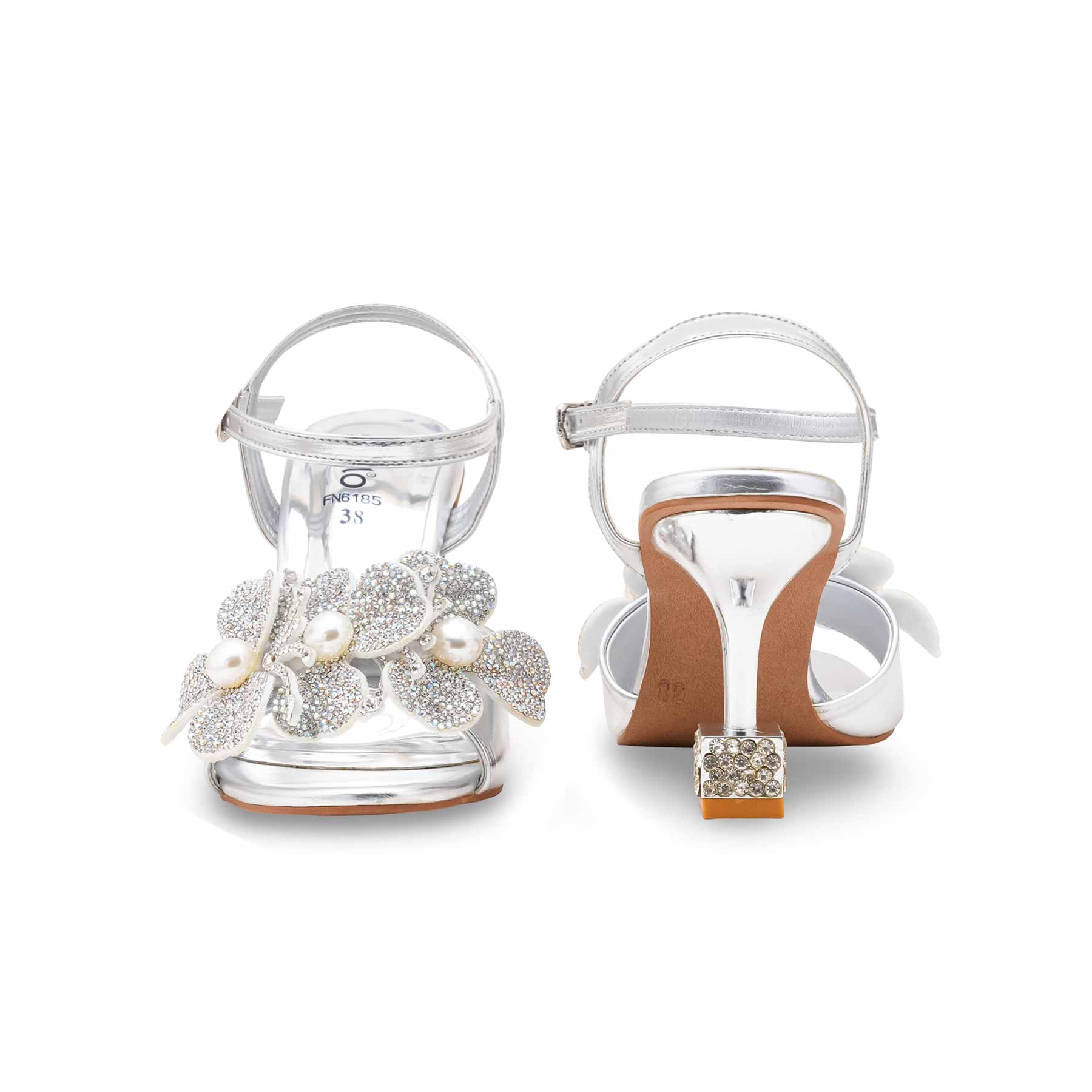 Silver Fancy Sandal For Women FN6185 - Image 4
