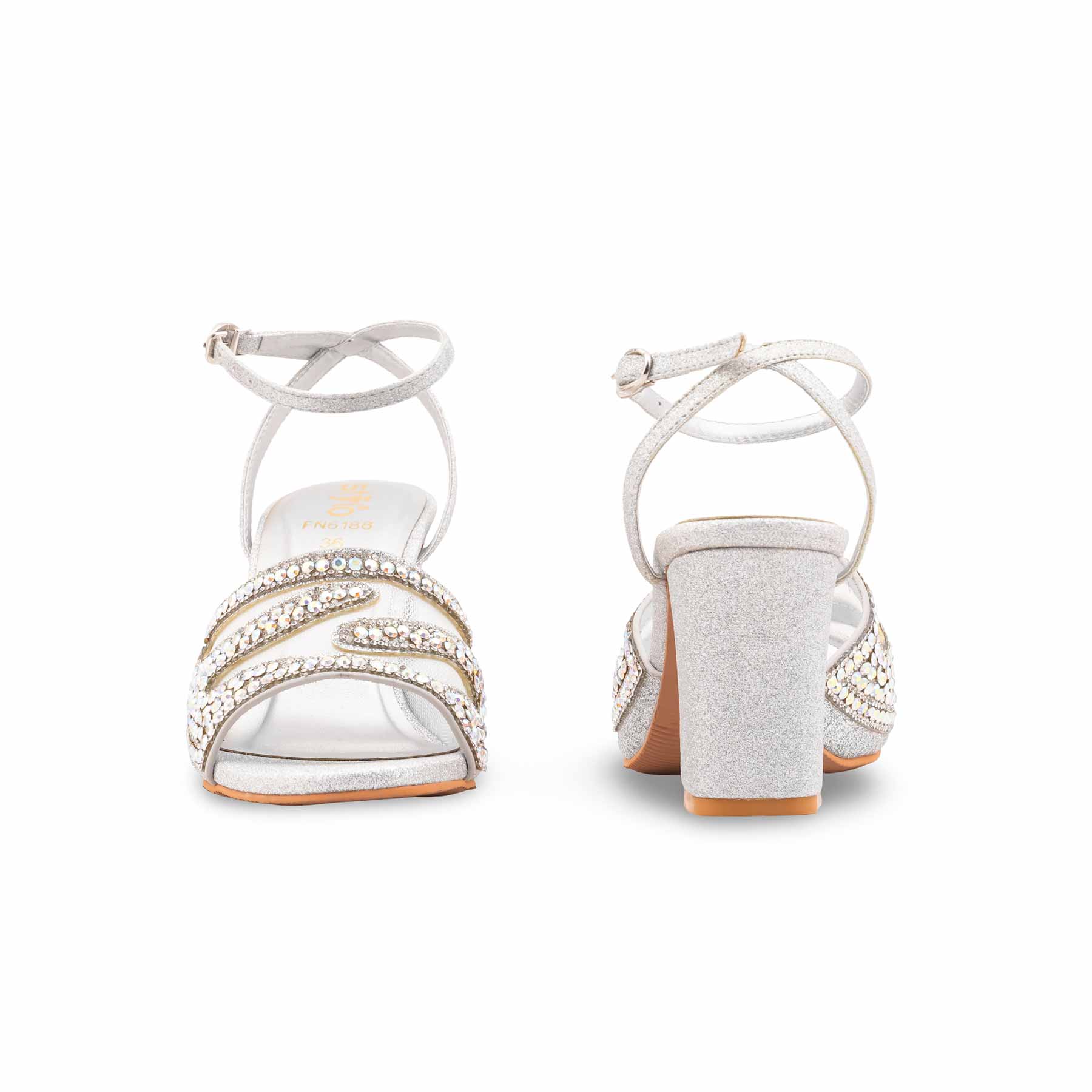 Silver Fancy Sandal For Women FN6188 - Image 4