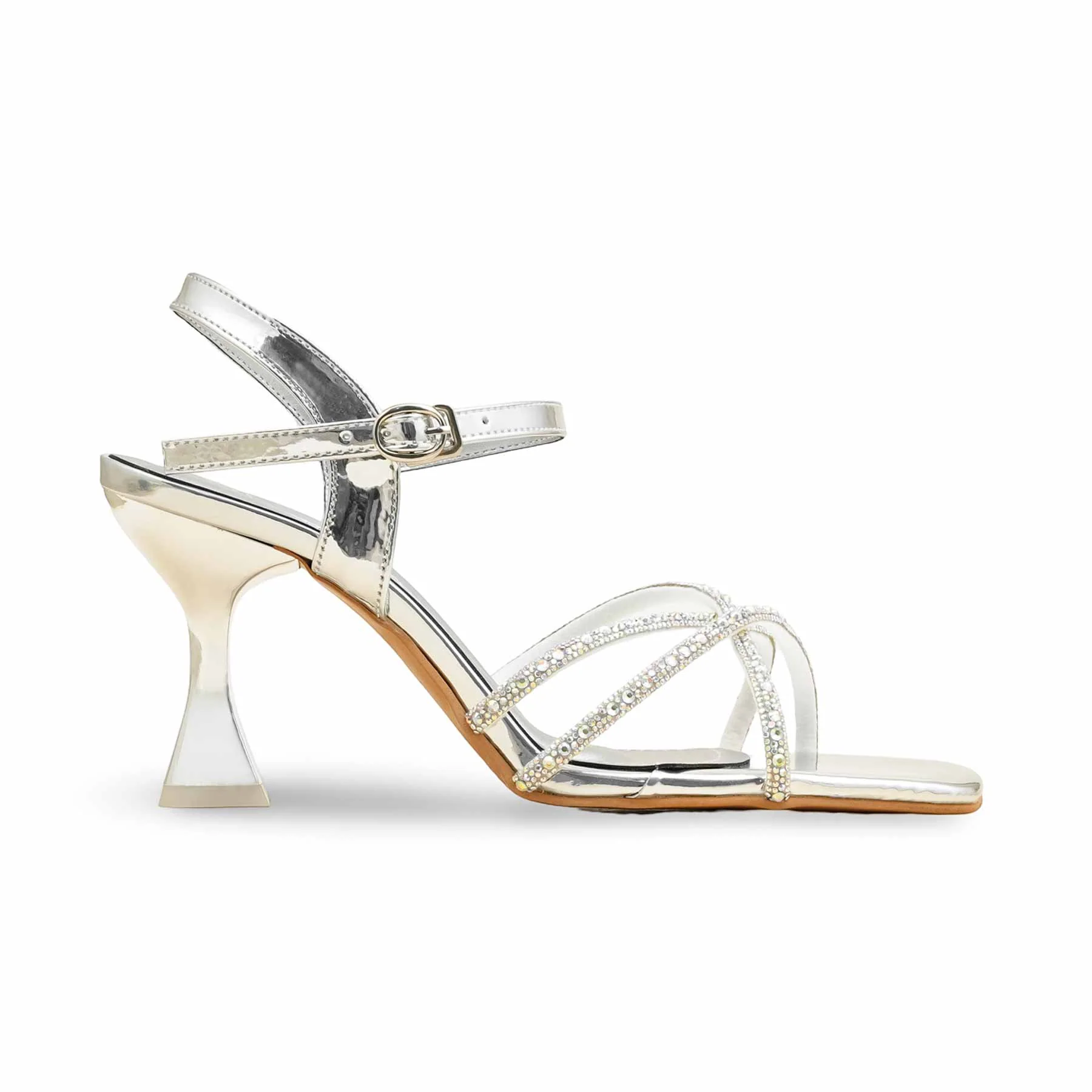 Silver Fancy Sandal For Women FN6197 - Image 2