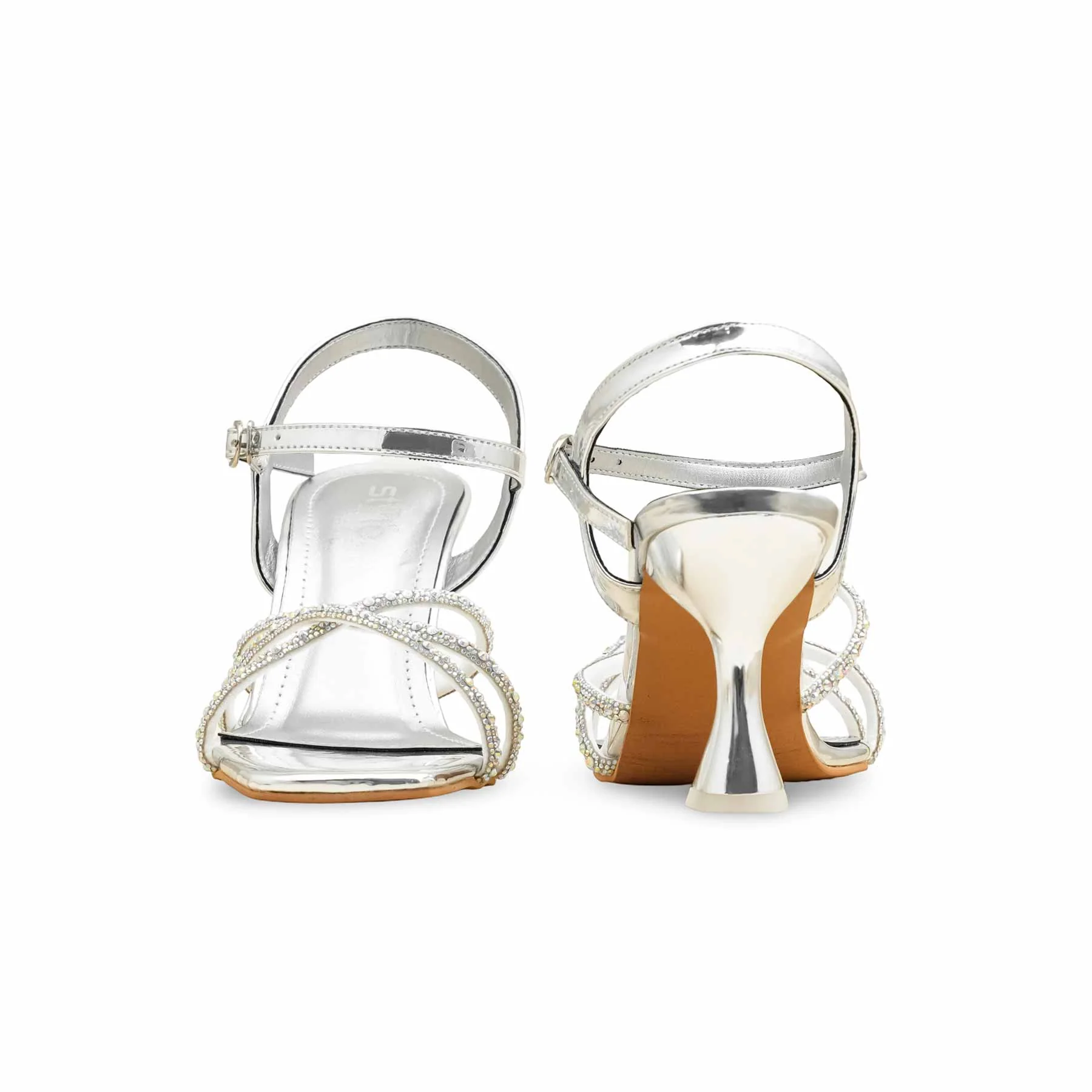 Silver Fancy Sandal For Women FN6197 - Image 4