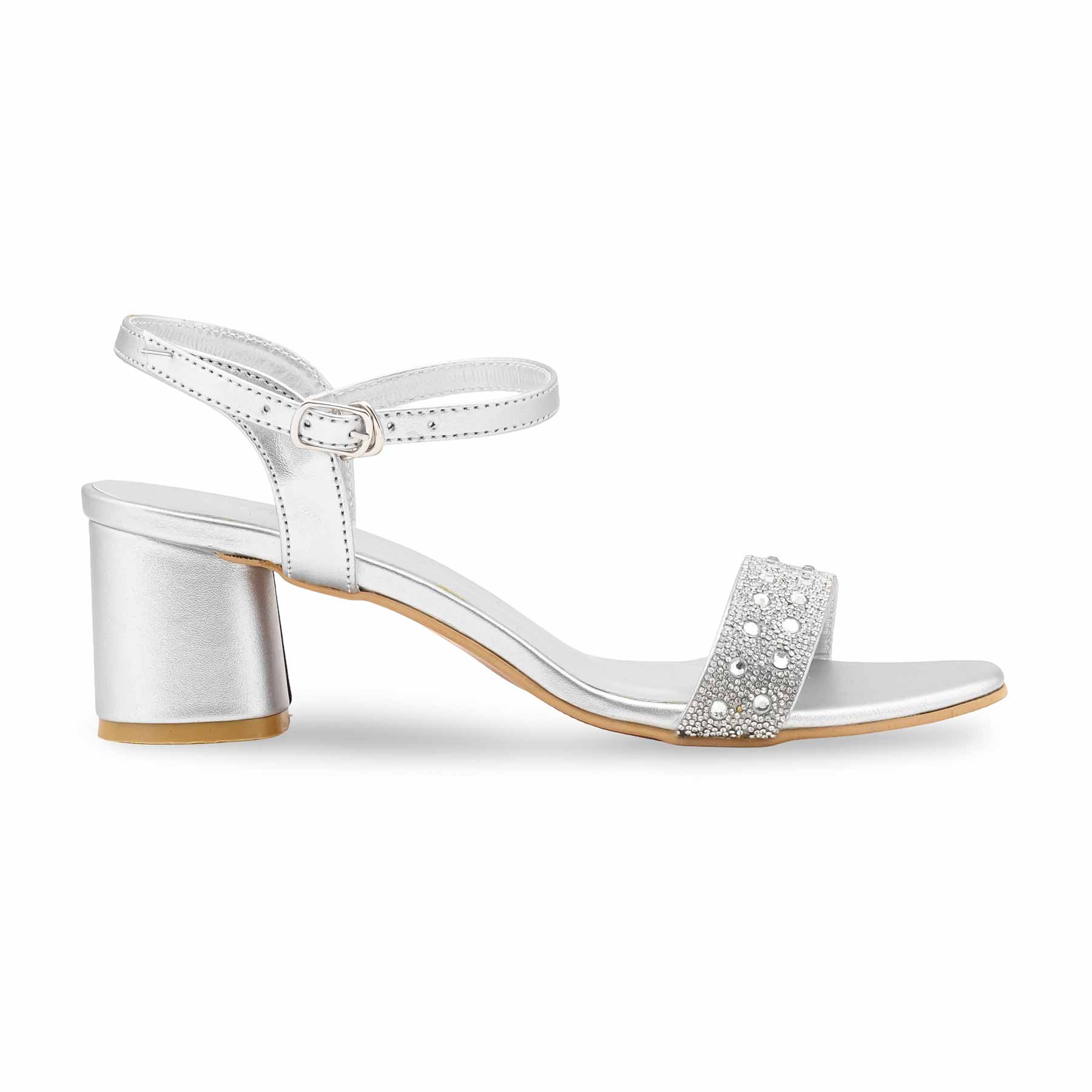 Silver Fancy Sandal For Women FN6289 - Image 2