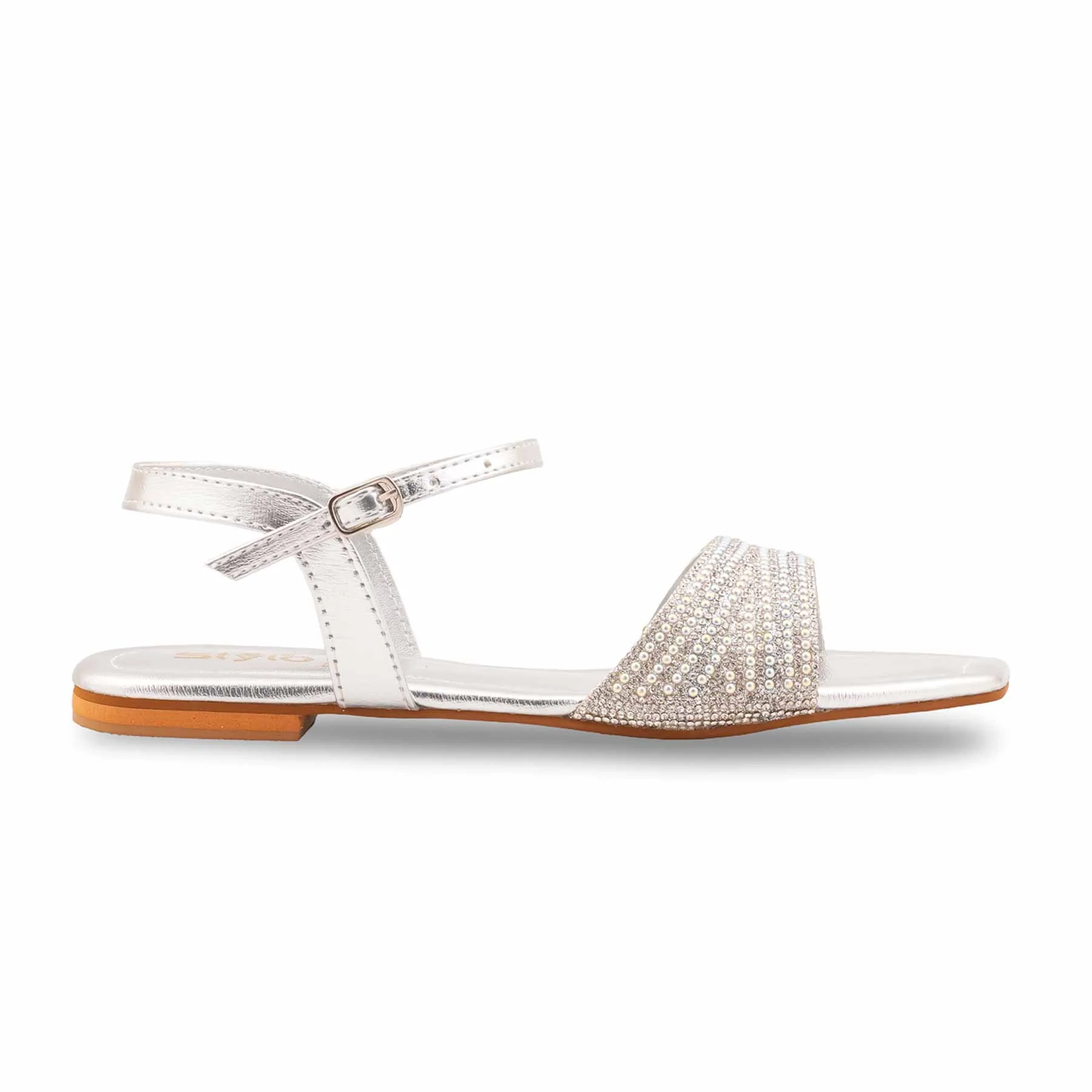 Silver Fancy Sandal For Women FN6297 - Image 2