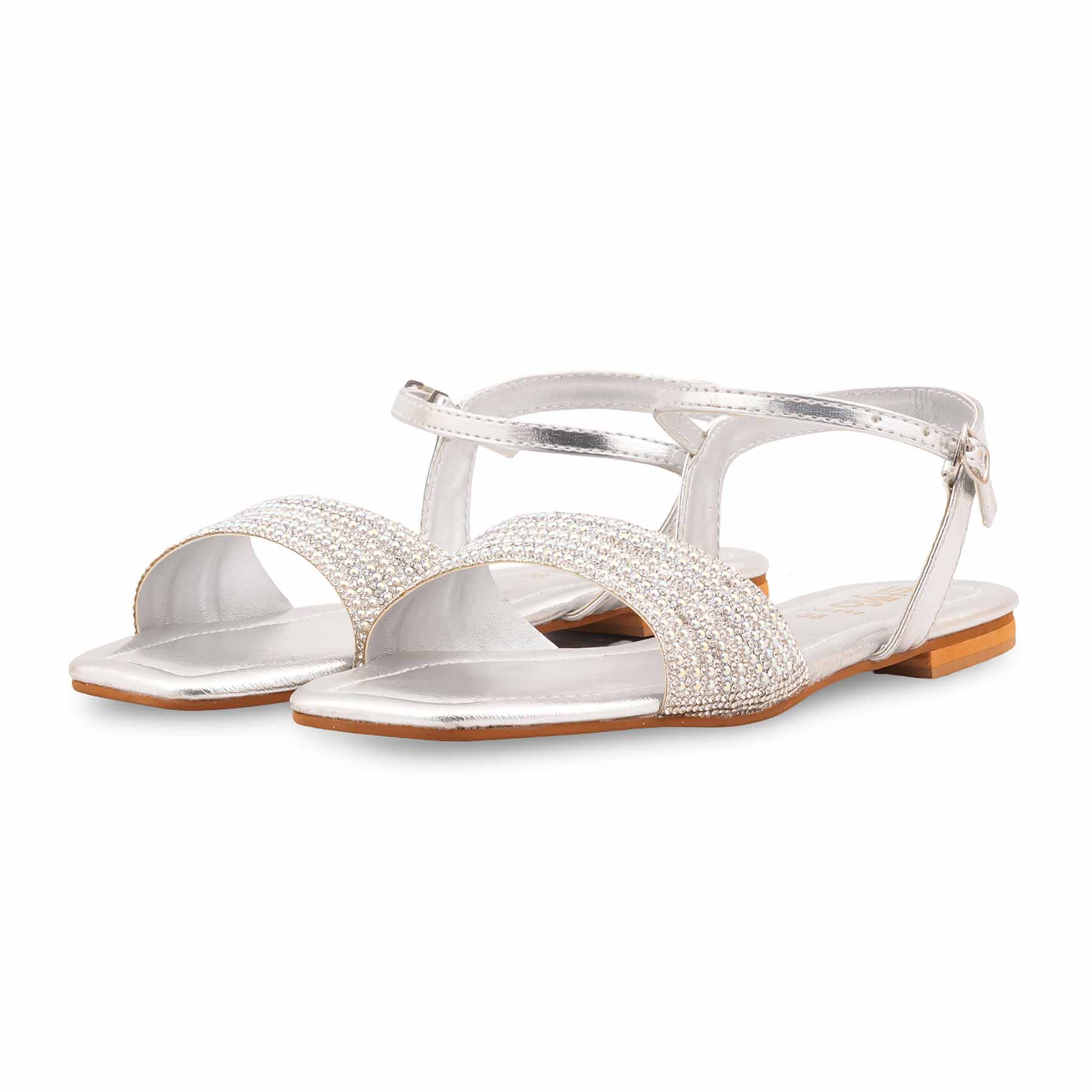 Silver Fancy Sandal For Women FN6297 - Image 3