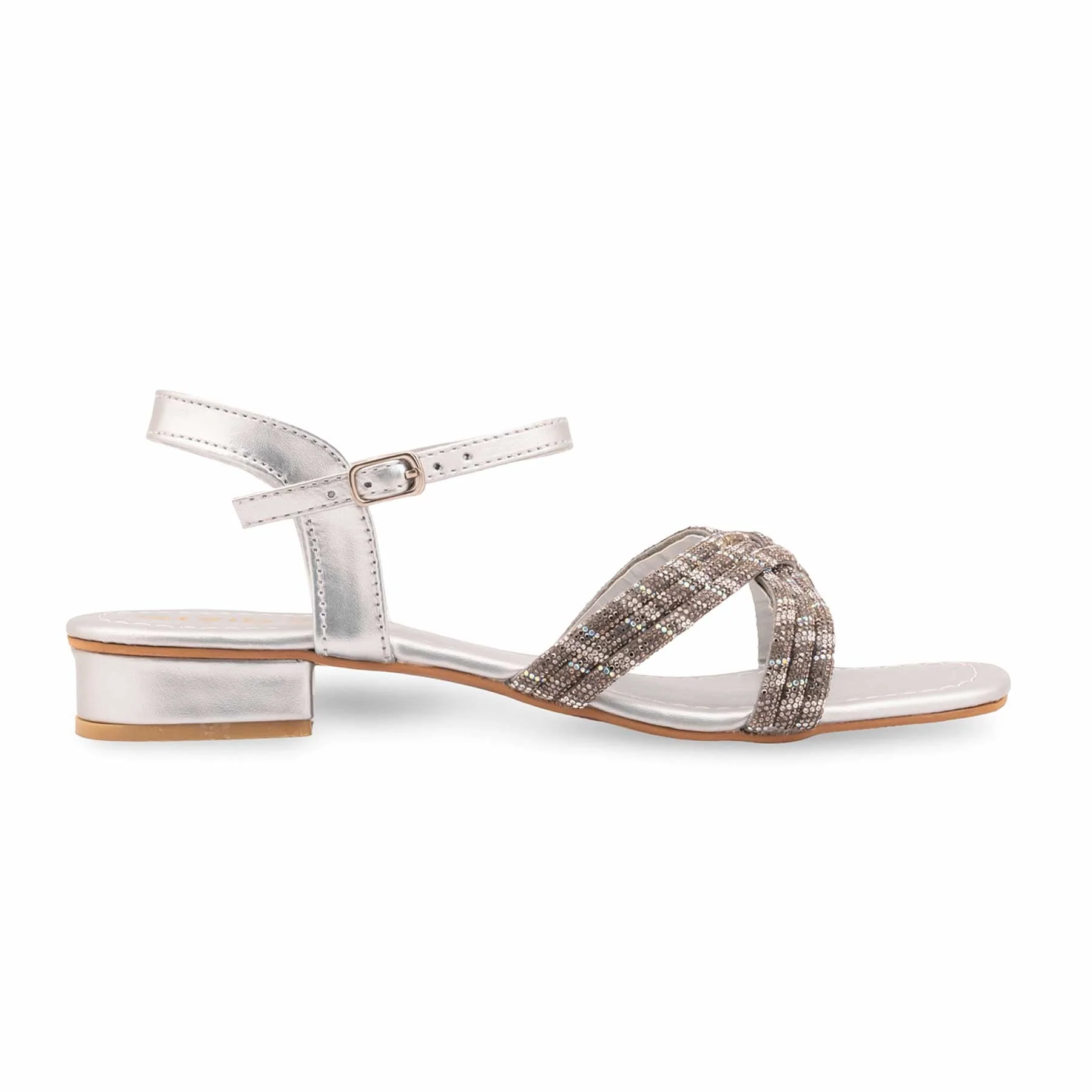 Silver Fancy Sandal For Women FN6302 - Image 2