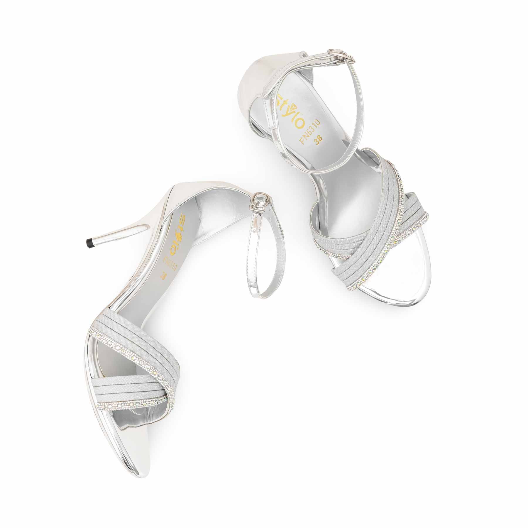 Silver Fancy Sandal For Women FN6310 - Image 5