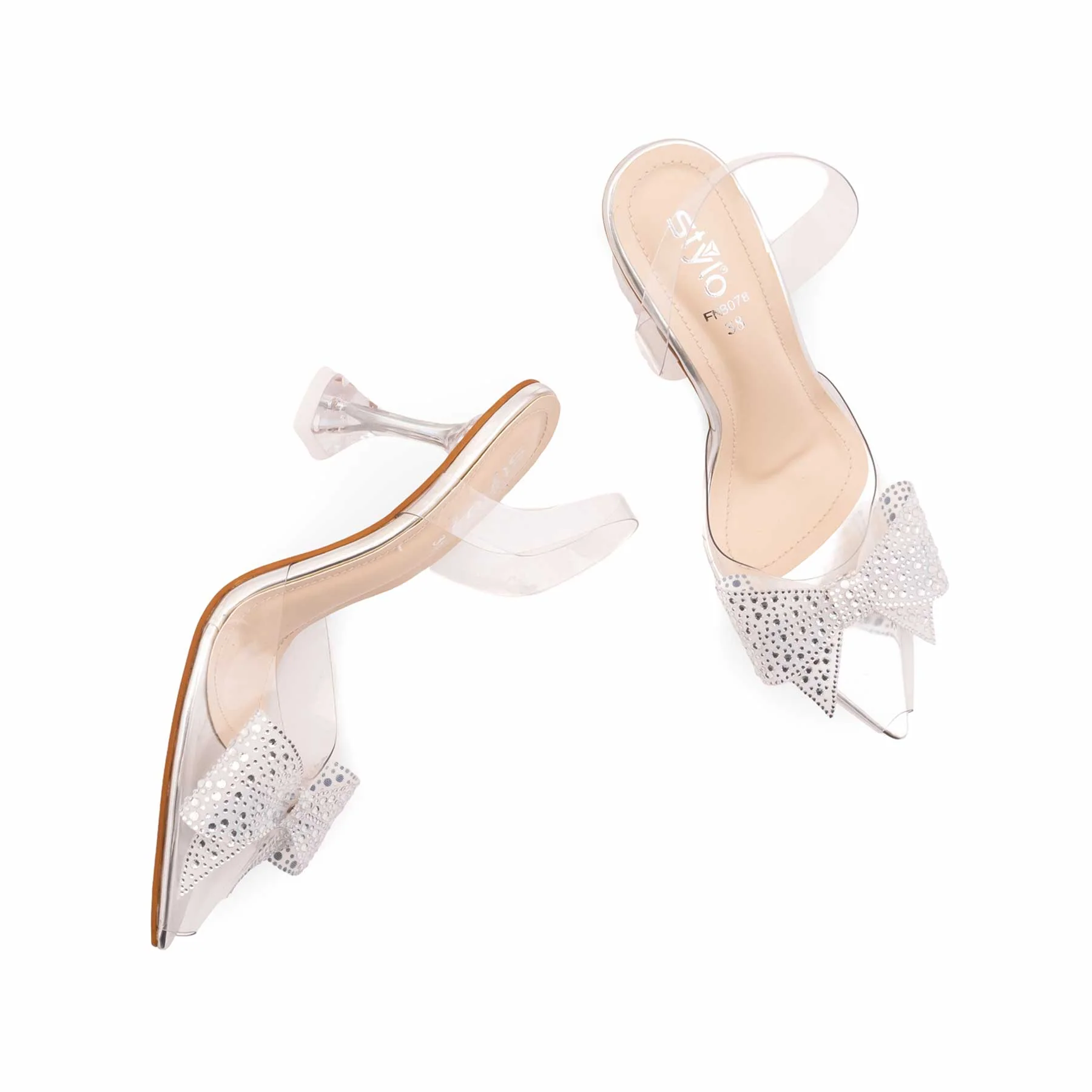 Silver Fancy Sandal For Women FN8078 - Image 5