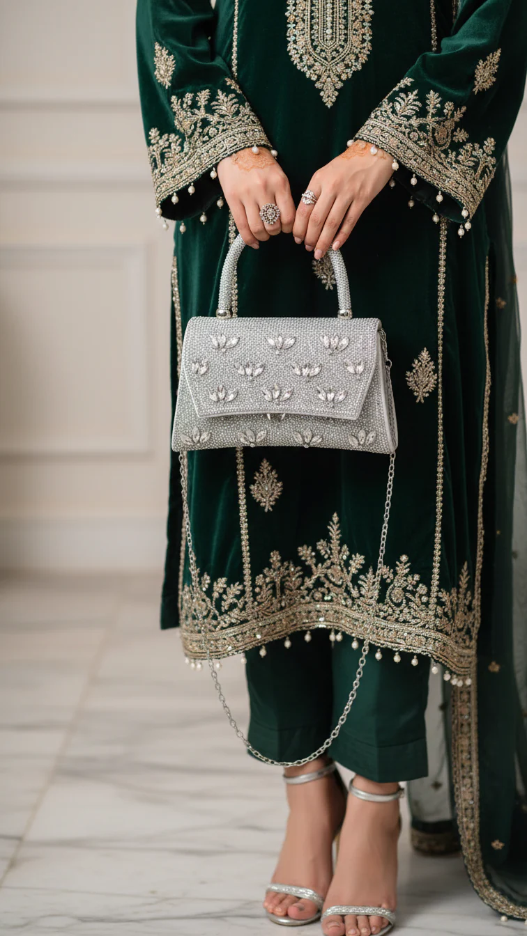 Silver Fancy Shoulder Bag P24335