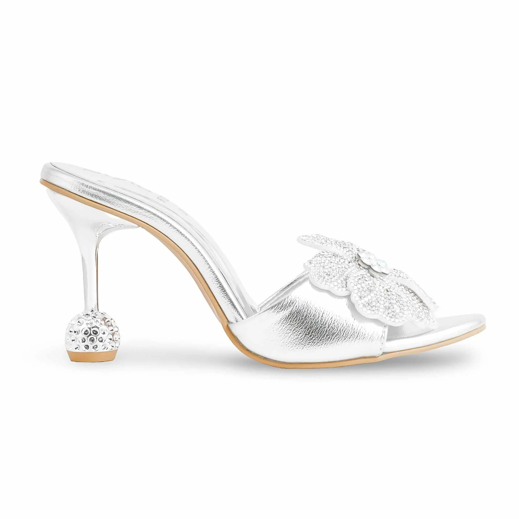 Silver Fancy Bridal Slipper FN7926 - Image 2