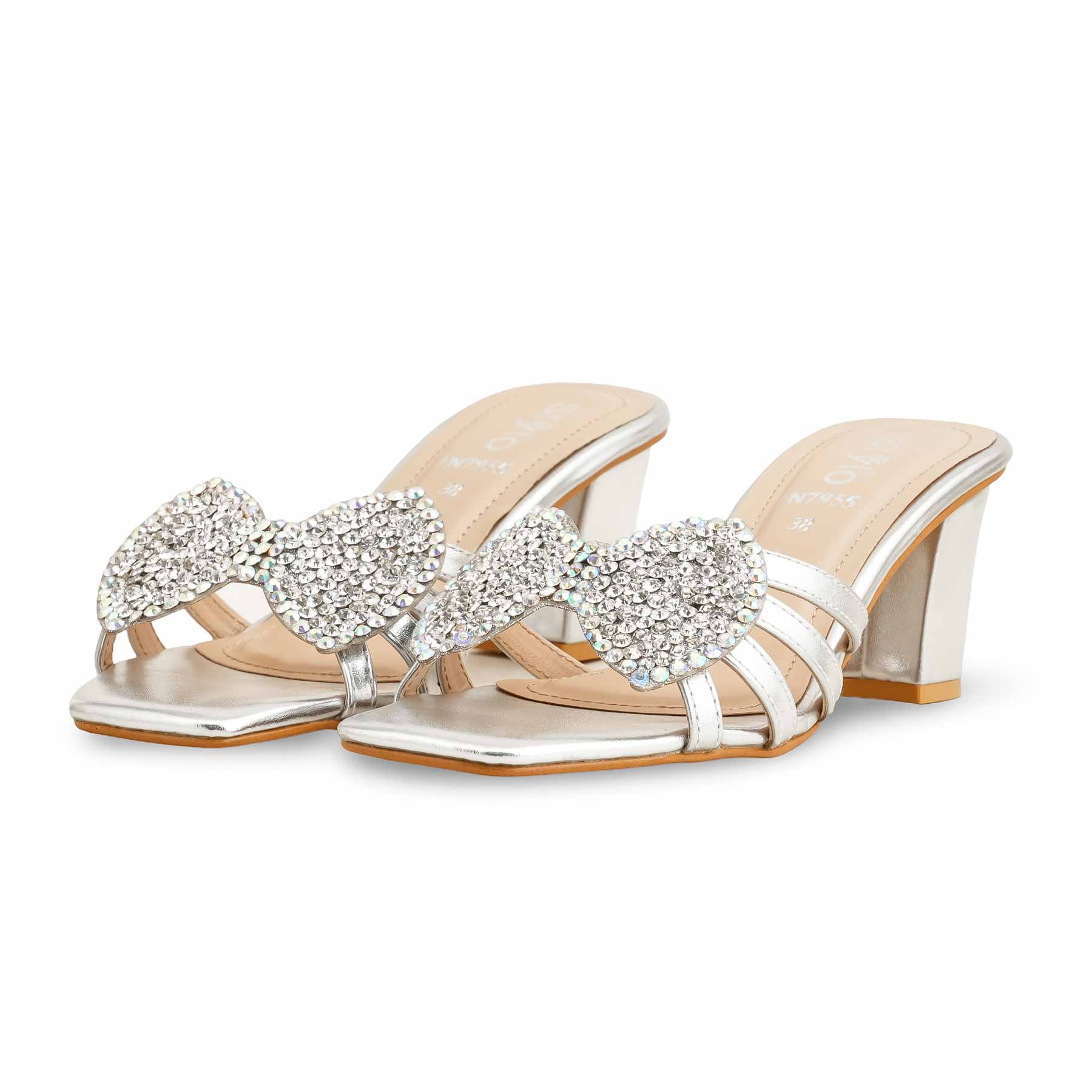 Silver Fancy Slipper For Ladies FN7955 - Image 3